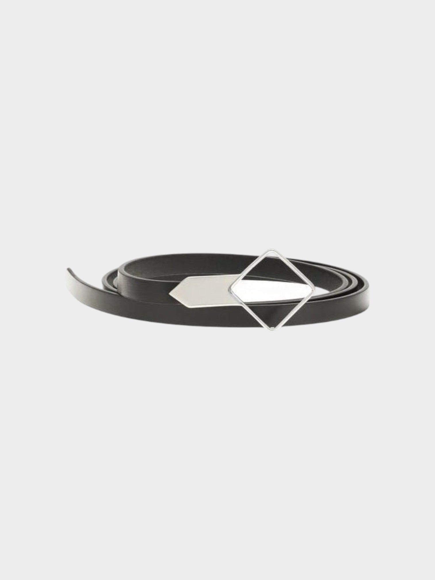 The Row Black Calf Leather Bos Taurus Thin Belt