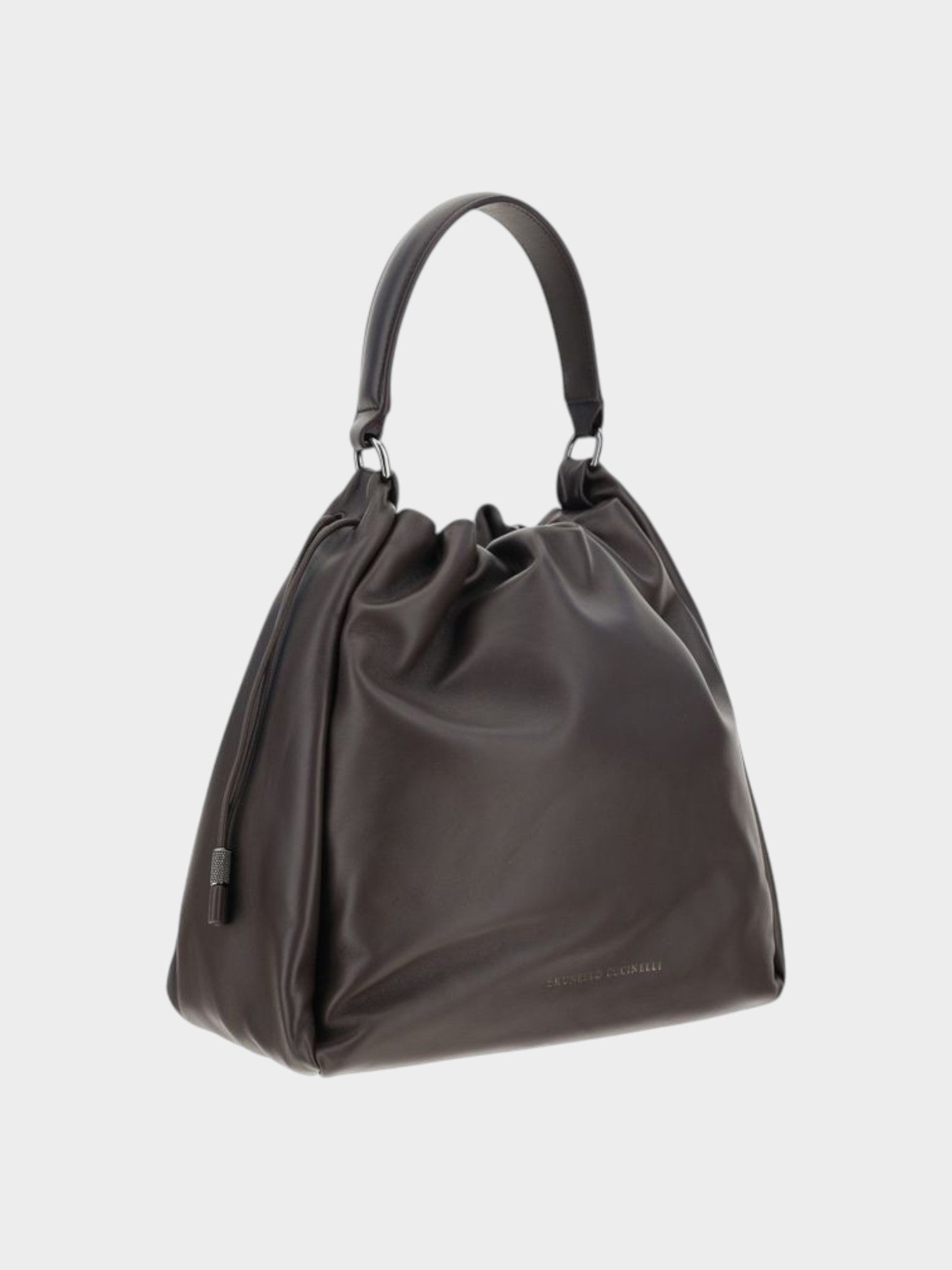 Brunello Cucinelli Brown Calf Leather Bos Taurus Shoulder Bag-thumbmail-2