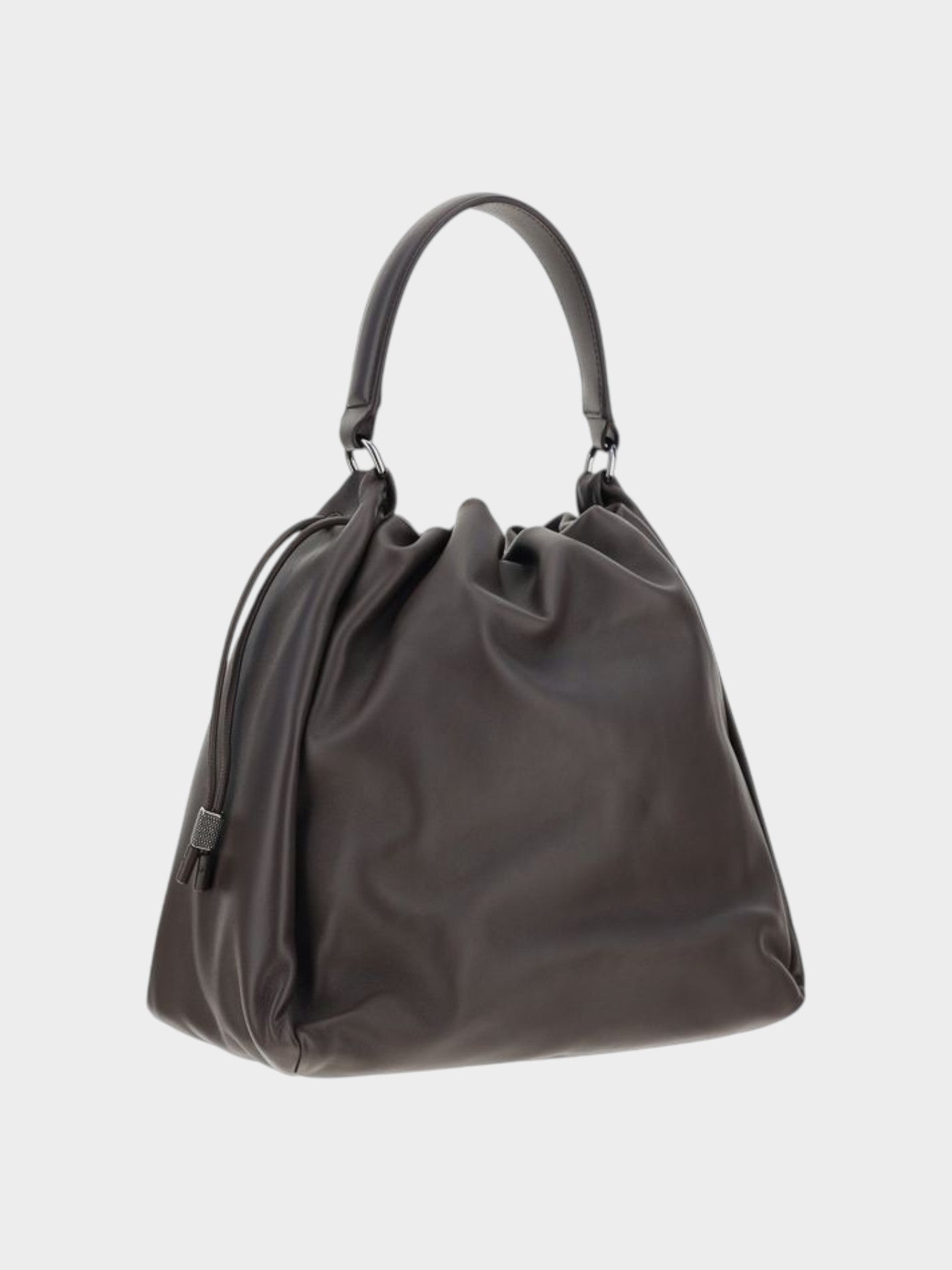 Brunello Cucinelli Brown Calf Leather Bos Taurus Shoulder Bag-thumbmail-3