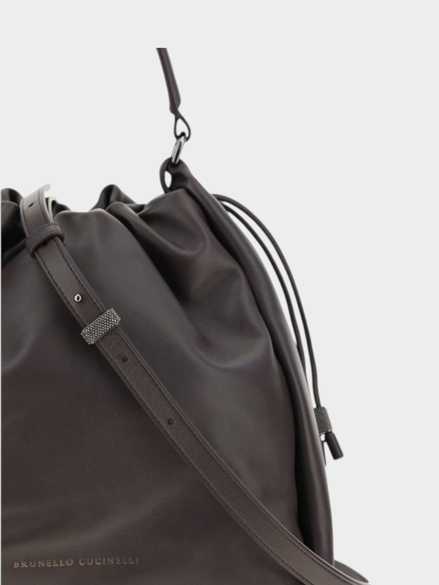 Brunello Cucinelli Brown Calf Leather Bos Taurus Shoulder Bag-thumbmail-4