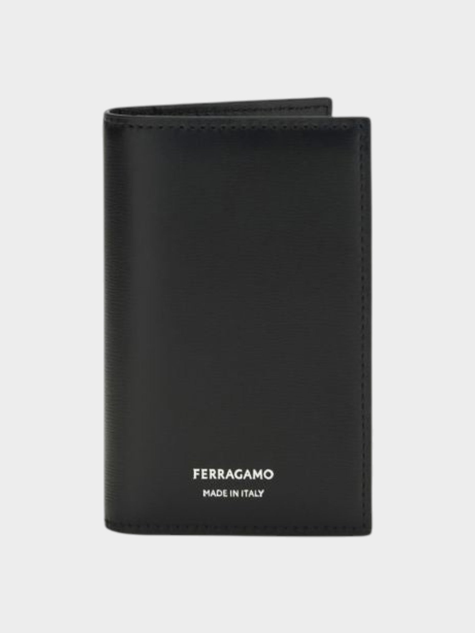 Ferragamo Black Calf Leather Bos Taurus Wallet
