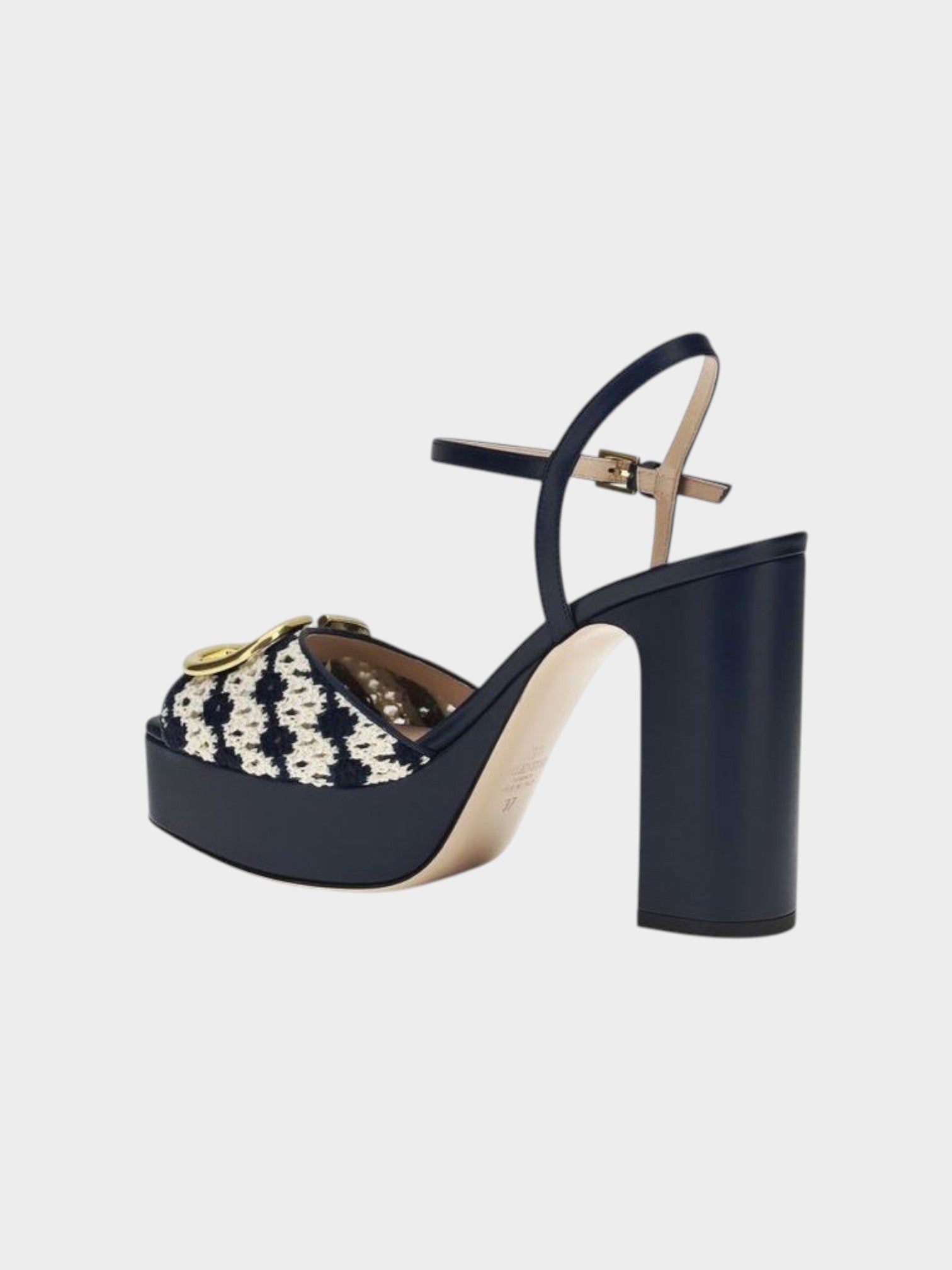 Valentino Garavani Blue Calf Leather Bos Taurus Platform Sandals-thumbmail-3