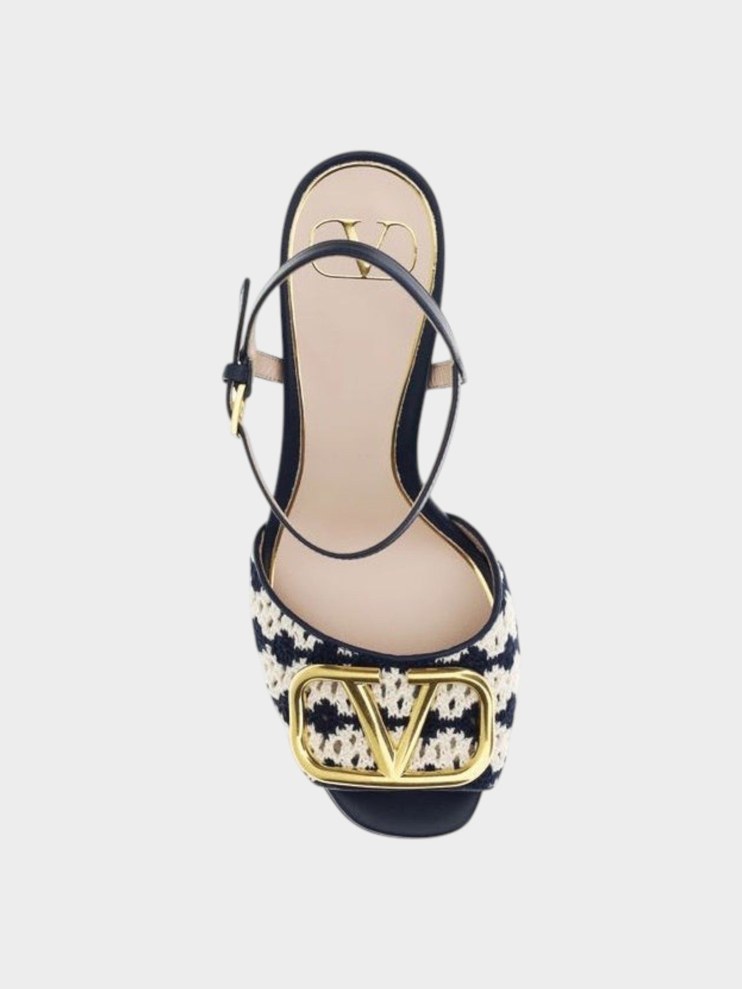 Valentino Garavani Blue Calf Leather Bos Taurus Platform Sandals-thumbmail-4
