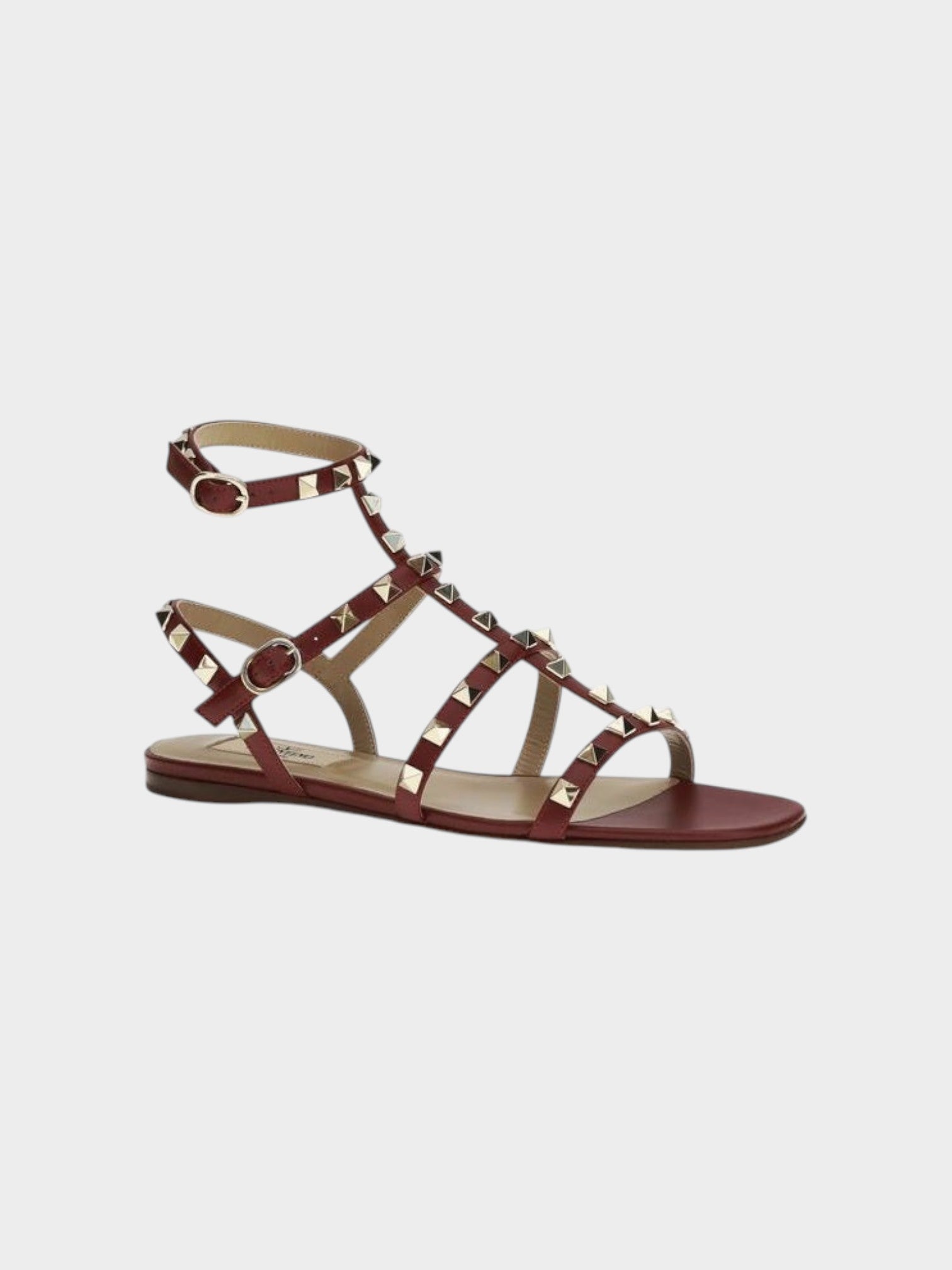 Valentino Garavani Brown Calf Leather Bos Taurus Strap-On Sandals-thumbmail-2