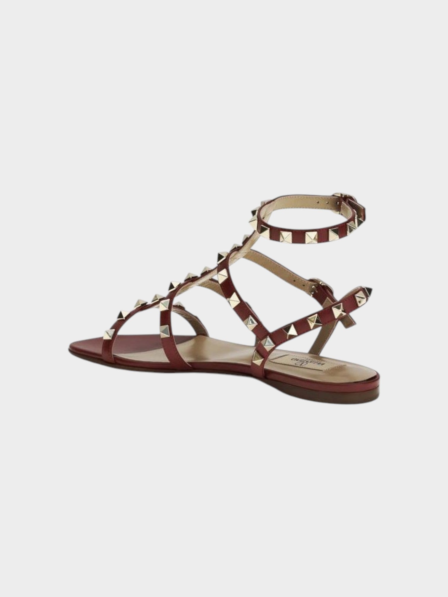 Valentino Garavani Brown Calf Leather Bos Taurus Strap-On Sandals-thumbmail-3