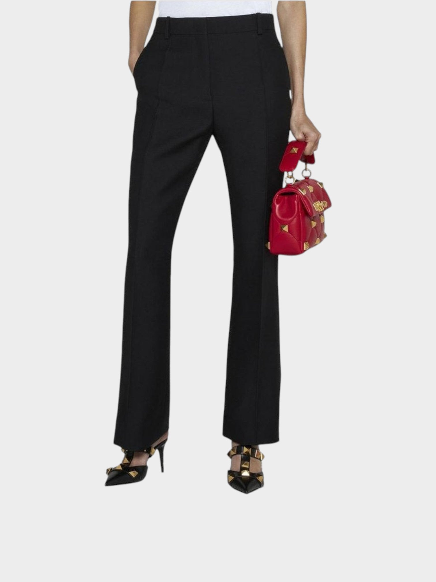 Valentino Black Silk Flared Pants-thumbmail-2