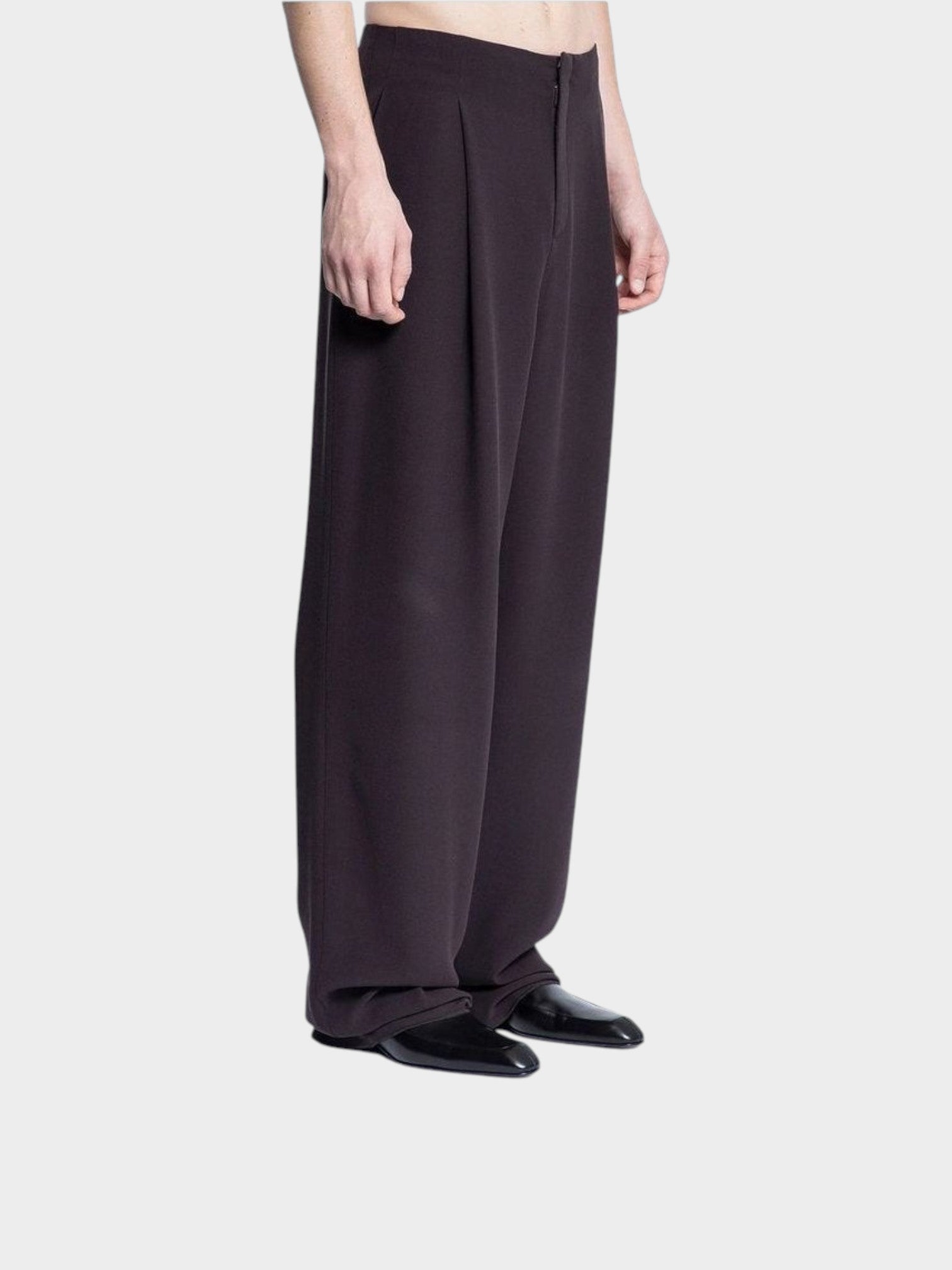 Saint Laurent Brown Silk Dress Pants-thumbmail-3