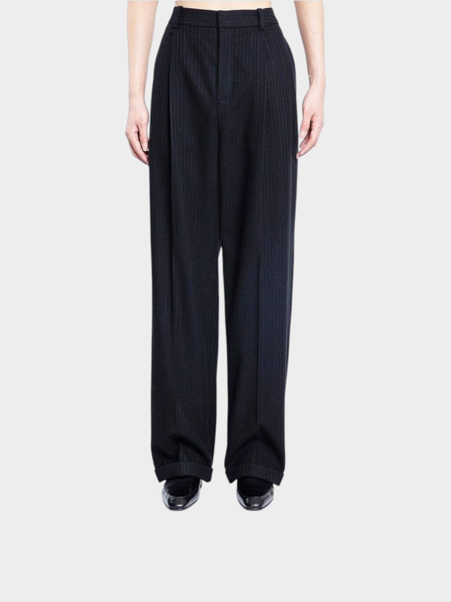Saint Laurent Black Cashmere Casual Pants-thumbmail-2