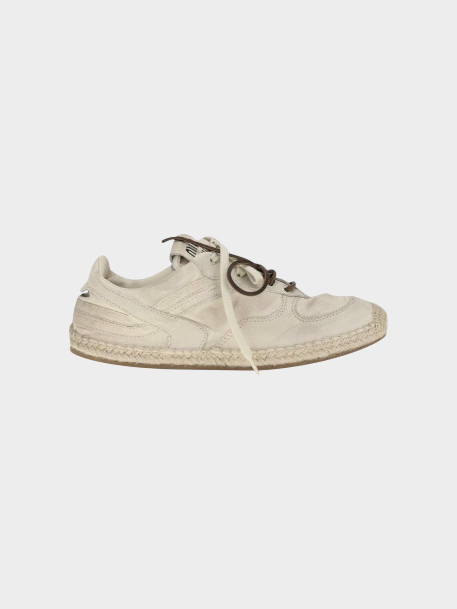 Miu Miu Beige Cotton Platform Sneakers