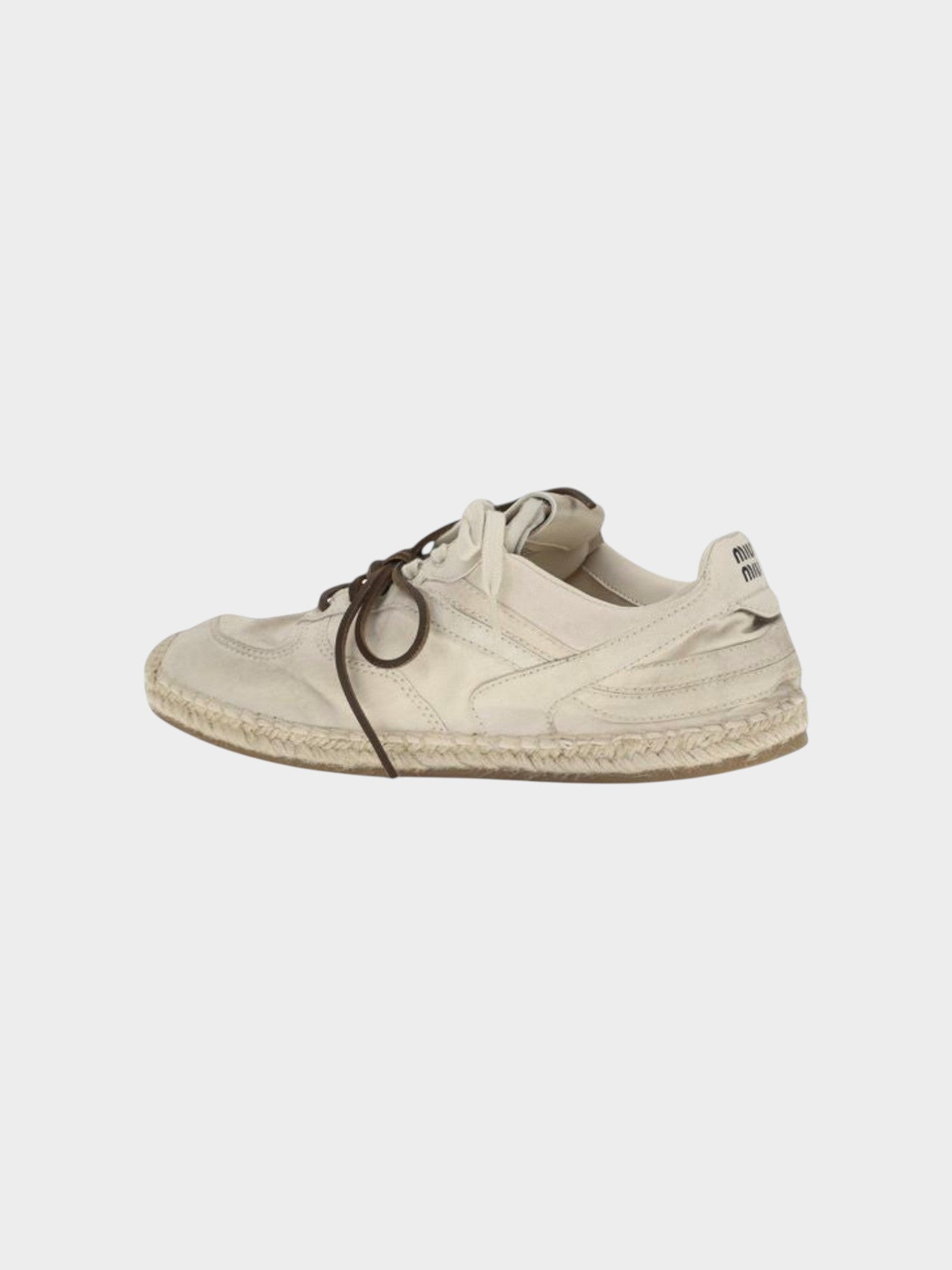 Miu Miu Beige Cotton Platform Sneakers-thumbmail-3
