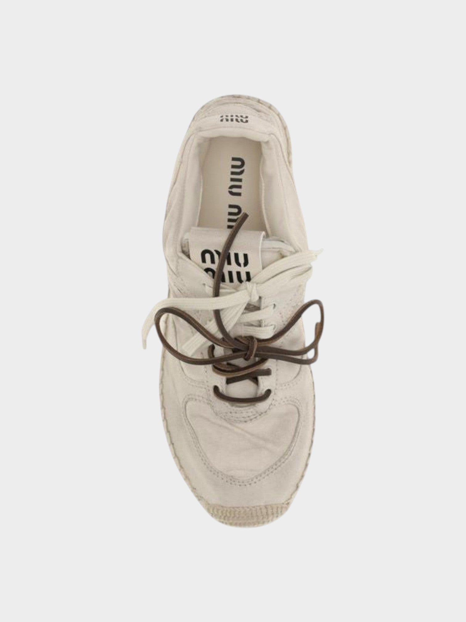 Miu Miu Beige Cotton Platform Sneakers-thumbmail-4