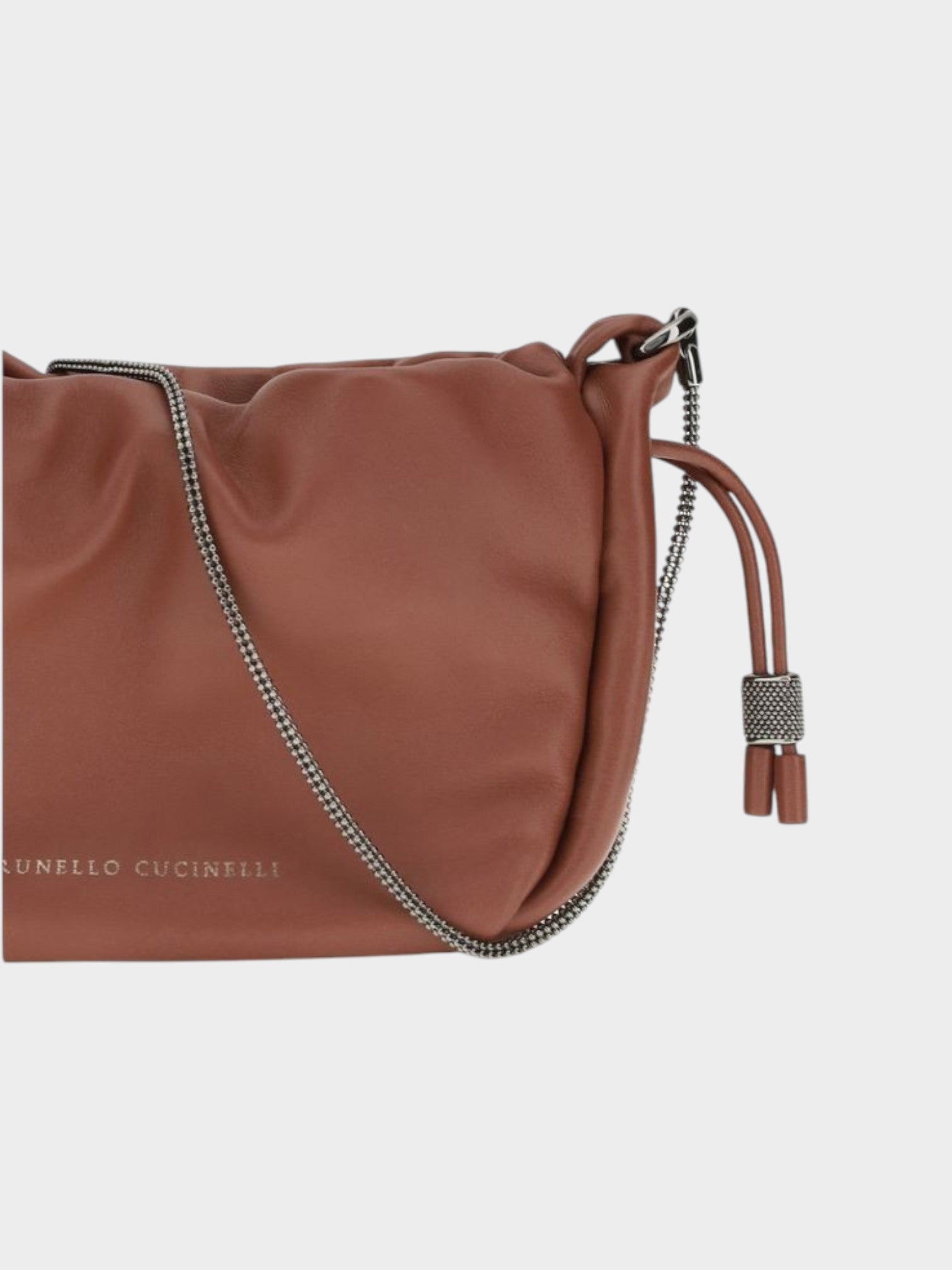Brunello Cucinelli Brown Calf Leather Bos Taurus Shoulder Bag-thumbmail-4