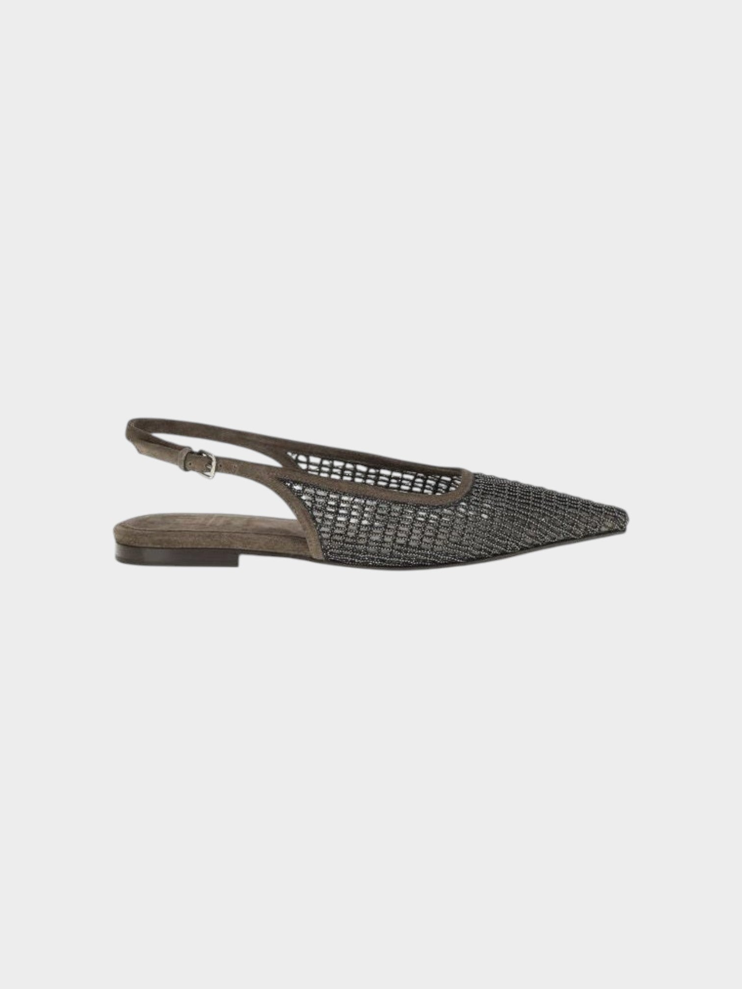 Brunello Cucinelli Brown Calf Leather Bos Taurus Ballet Flats