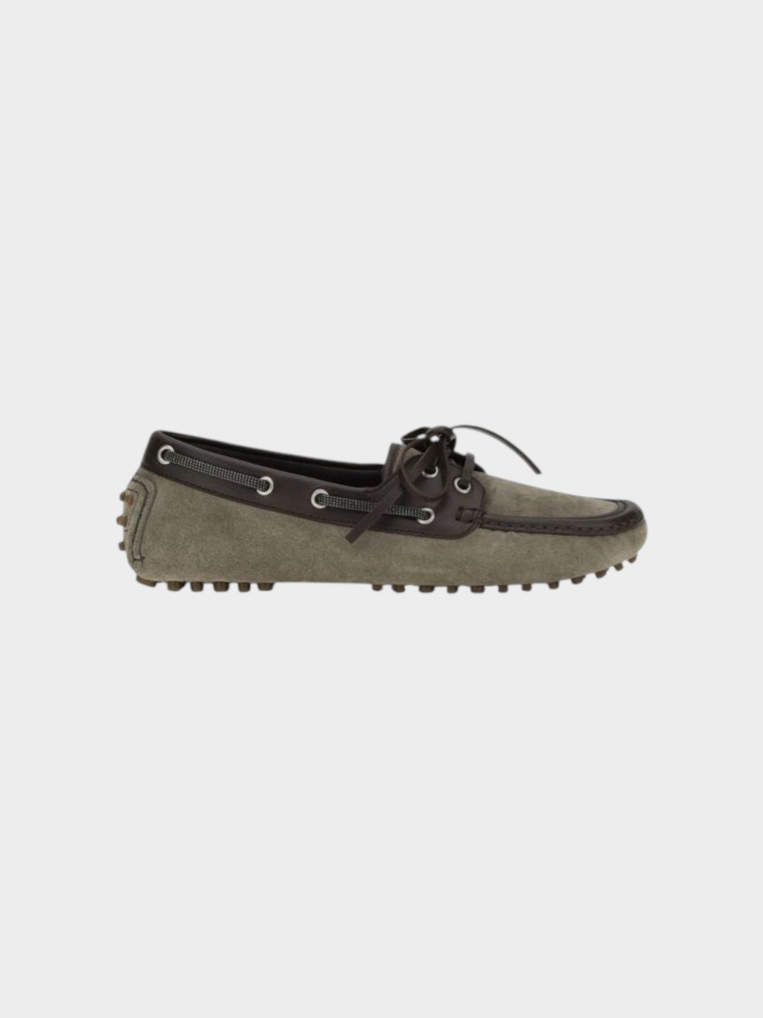 Brunello Cucinelli Gray Calf Leather Bos Taurus Slip-On Loafers