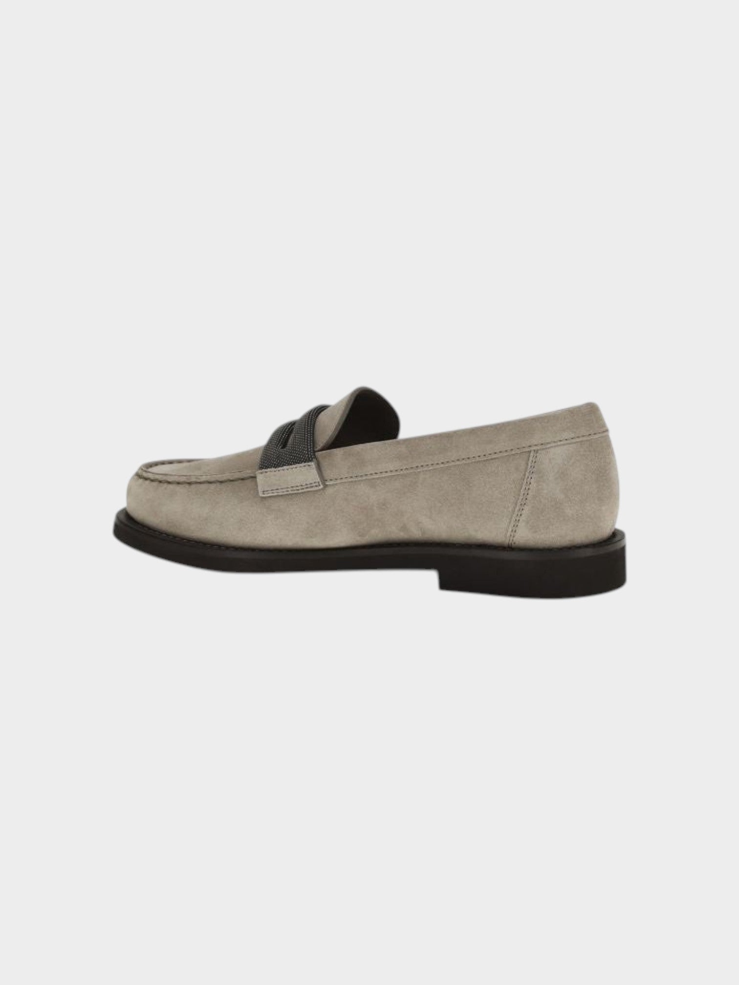 Brunello Cucinelli Gray Calf Leather Bos Taurus Slip-On Loafers-thumbmail-3