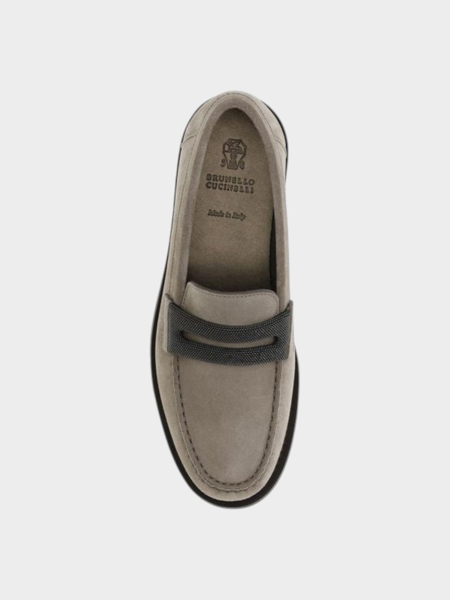 Brunello Cucinelli Gray Calf Leather Bos Taurus Slip-On Loafers-thumbmail-4