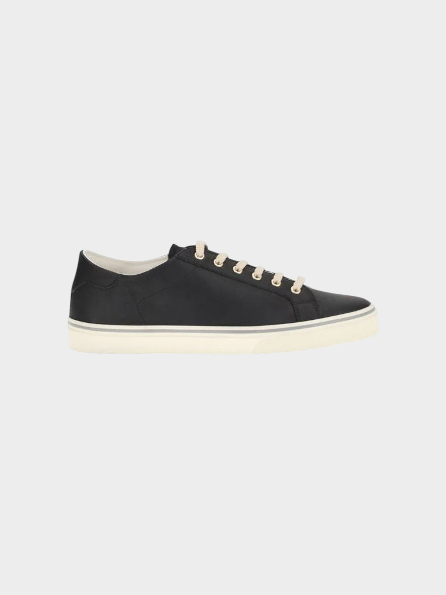 Brunello Cucinelli Black Calf Leather Bos Taurus Low Top Sneakers