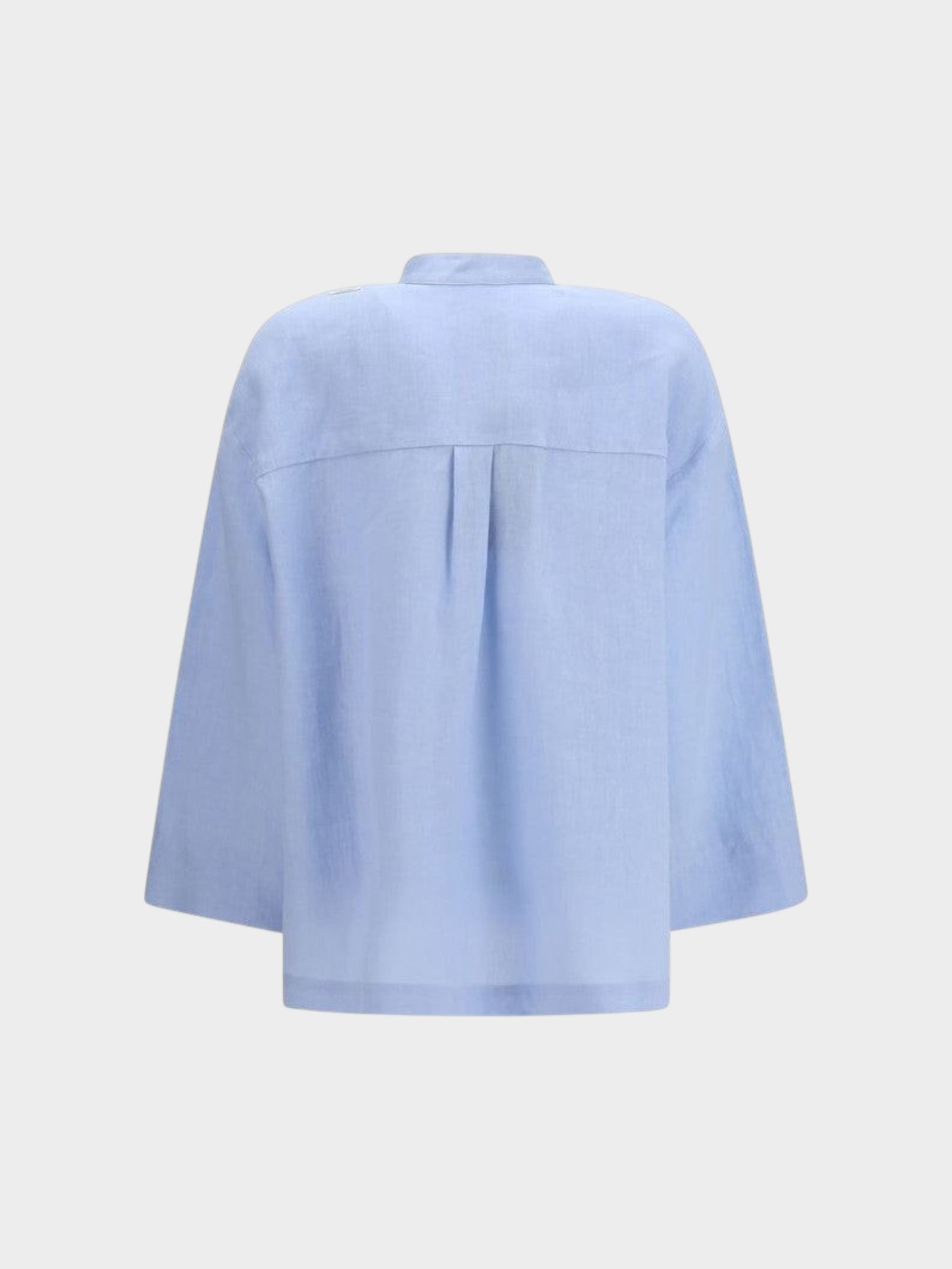 'S Max Mara Blue Linen Dress Shirt-thumbmail-2