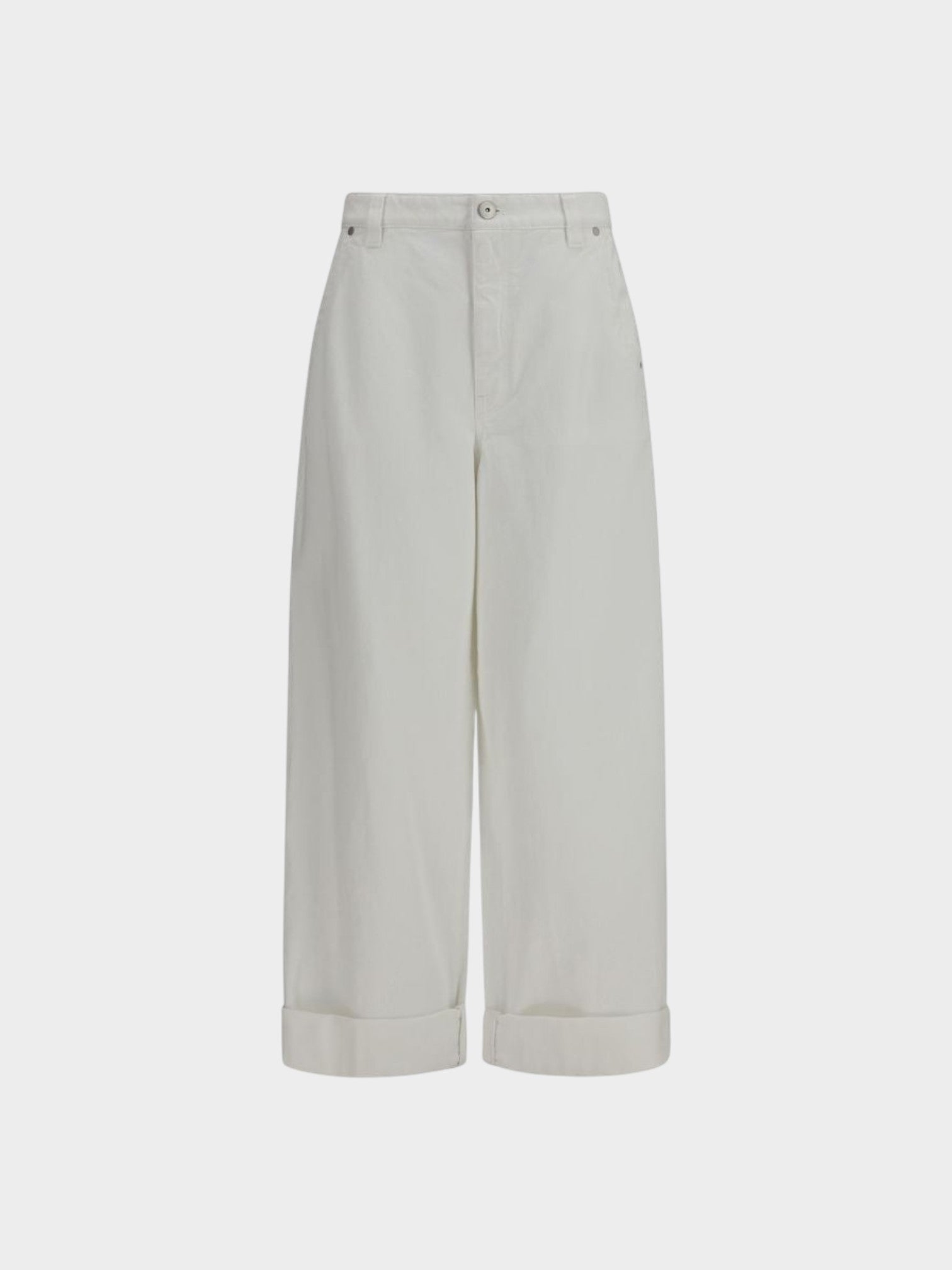 Brunello Cucinelli White Cotton Casual Pants