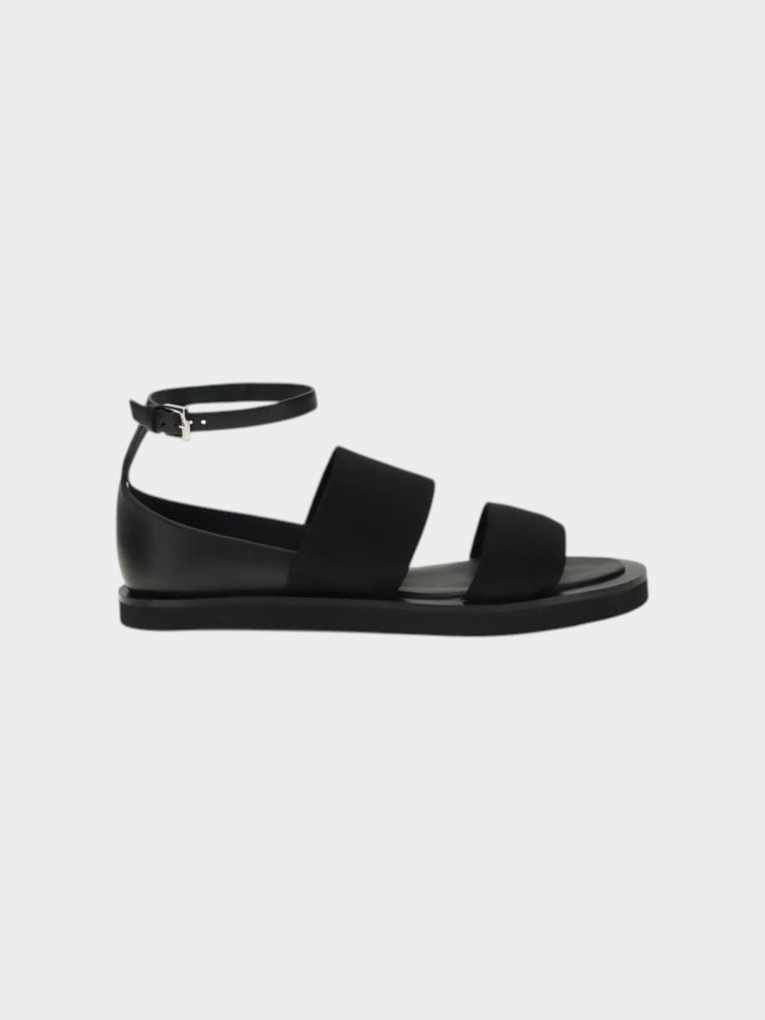 Max Mara Black Calf Leather Bos Taurus Flat Sandals