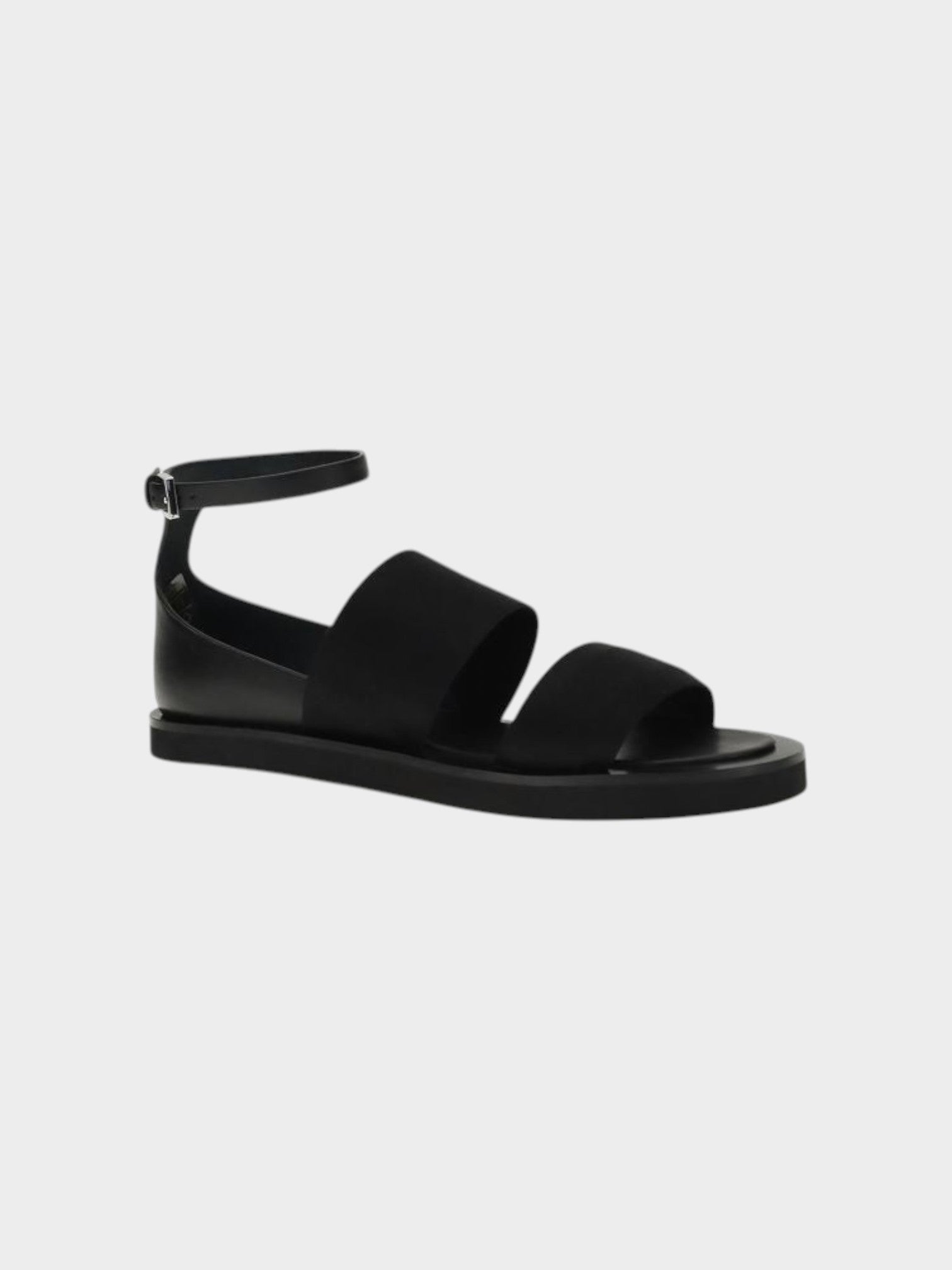 Max Mara Black Calf Leather Bos Taurus Flat Sandals-thumbmail-2