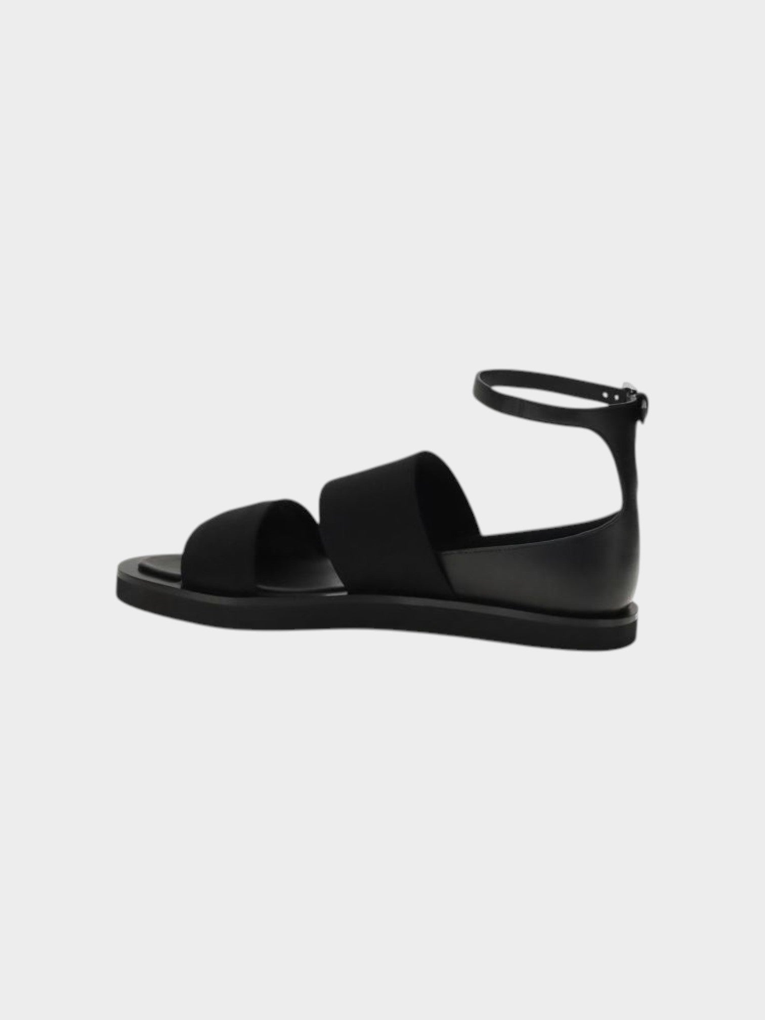 Max Mara Black Calf Leather Bos Taurus Flat Sandals-thumbmail-3