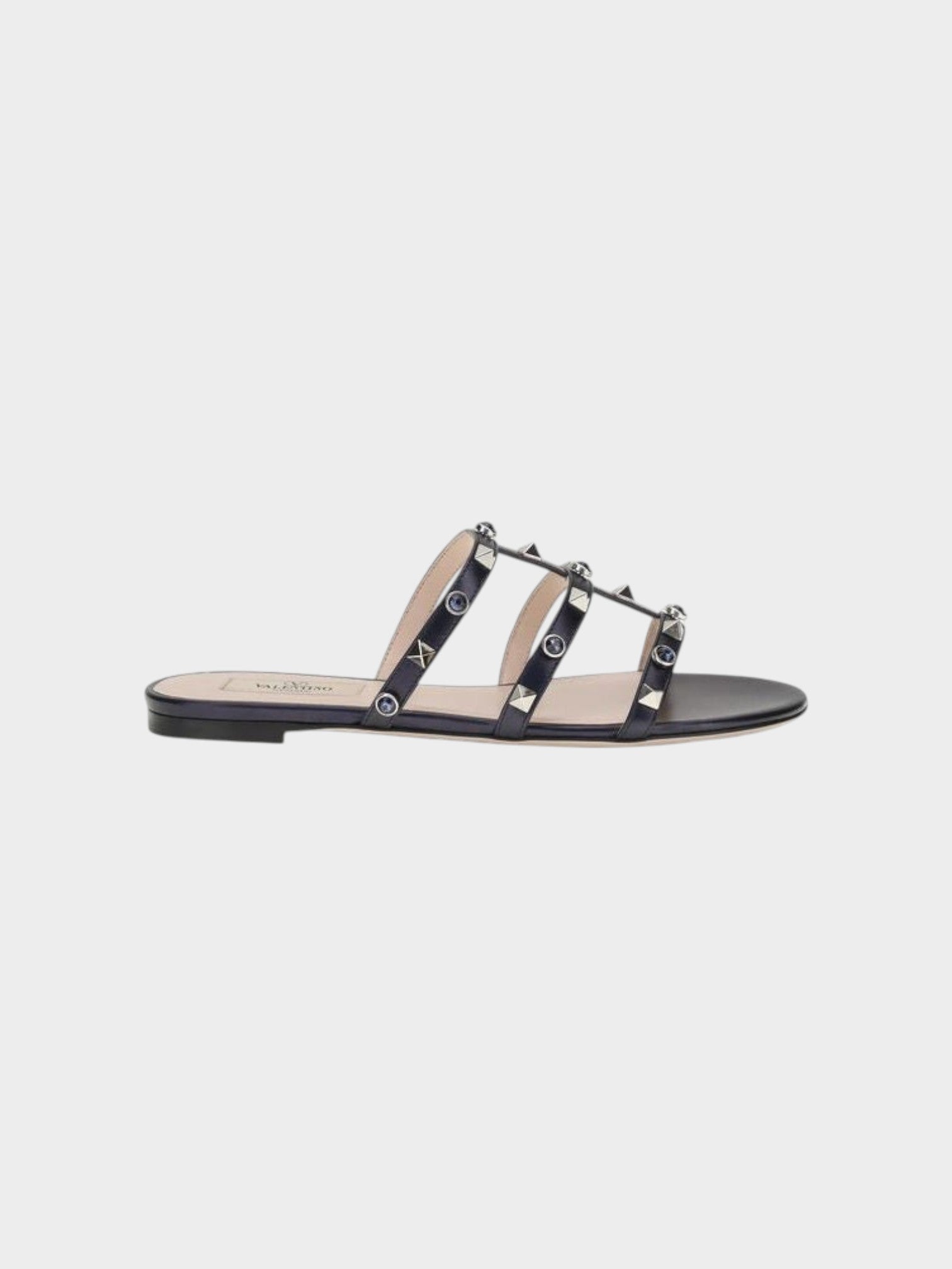 Valentino Garavani Blue Napa Leather / Calf Bos Taurus Flat Sandals