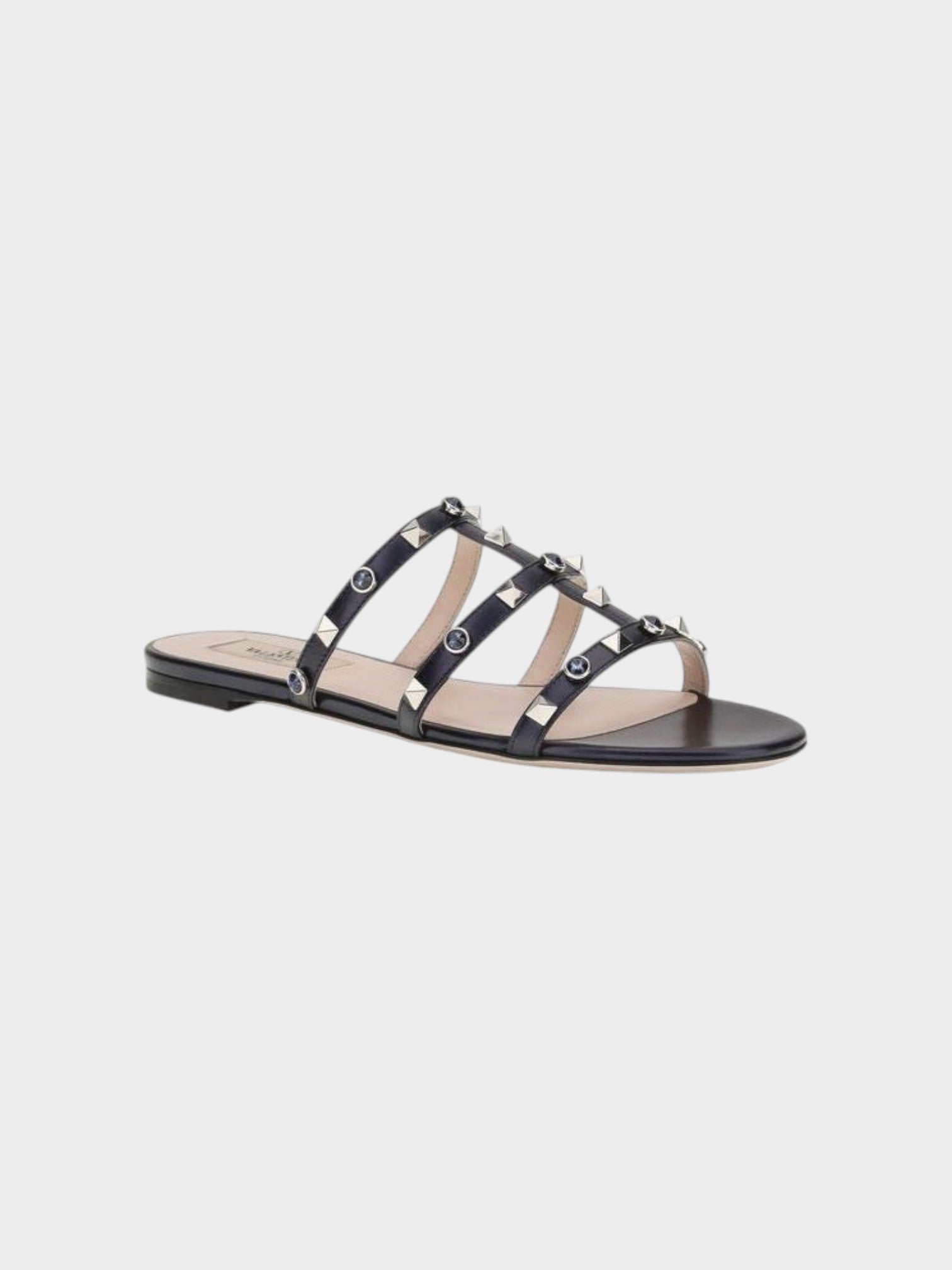 Valentino Garavani Blue Napa Leather / Calf Bos Taurus Flat Sandals-thumbmail-2