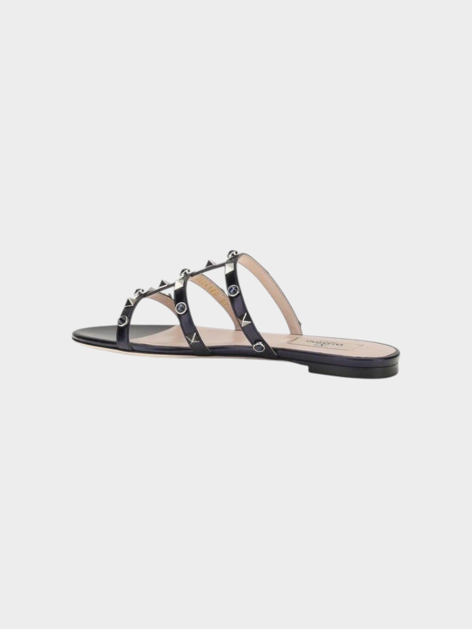 Valentino Garavani Blue Napa Leather / Calf Bos Taurus Flat Sandals-thumbmail-3
