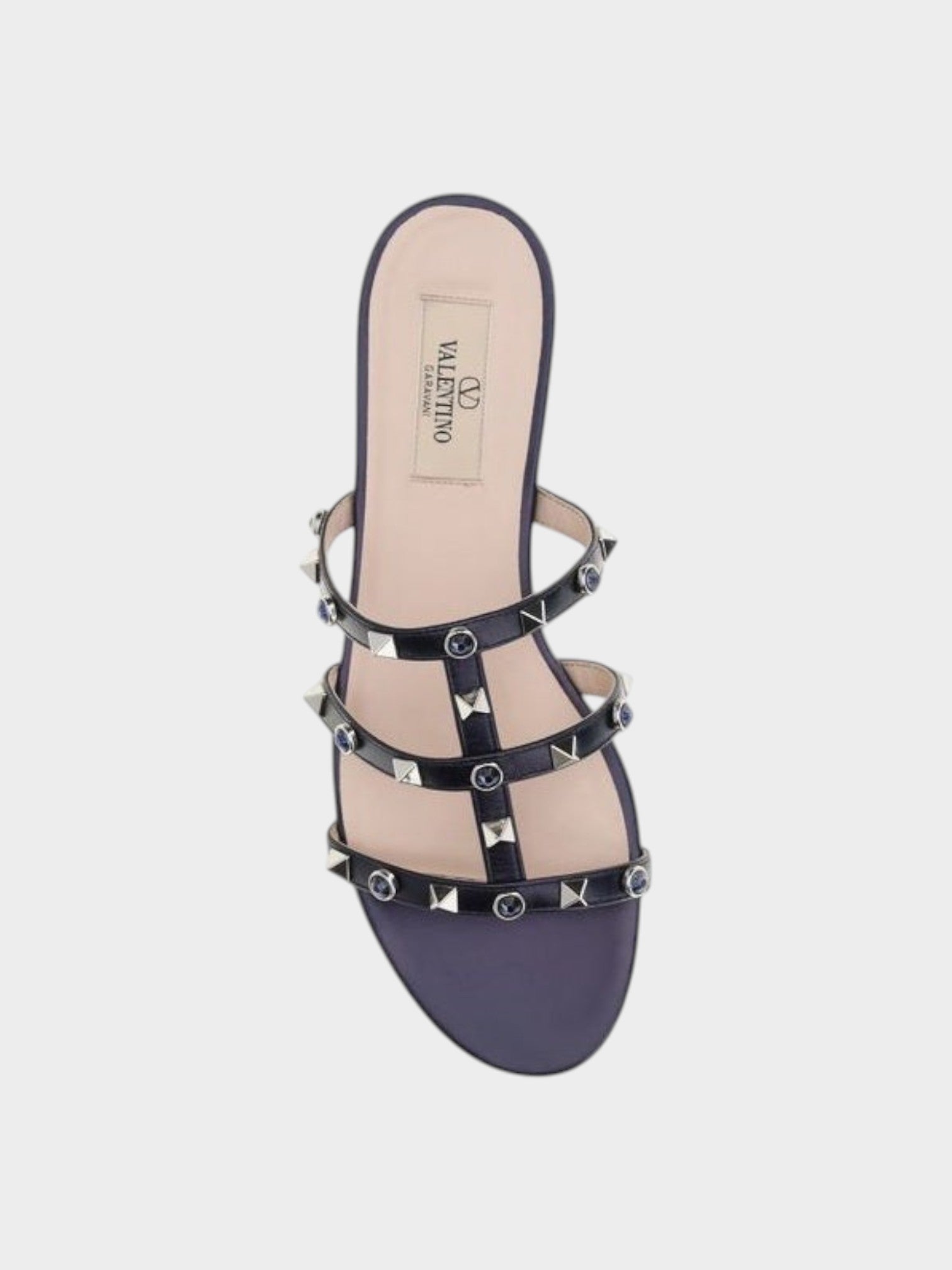 Valentino Garavani Blue Napa Leather / Calf Bos Taurus Flat Sandals-thumbmail-4
