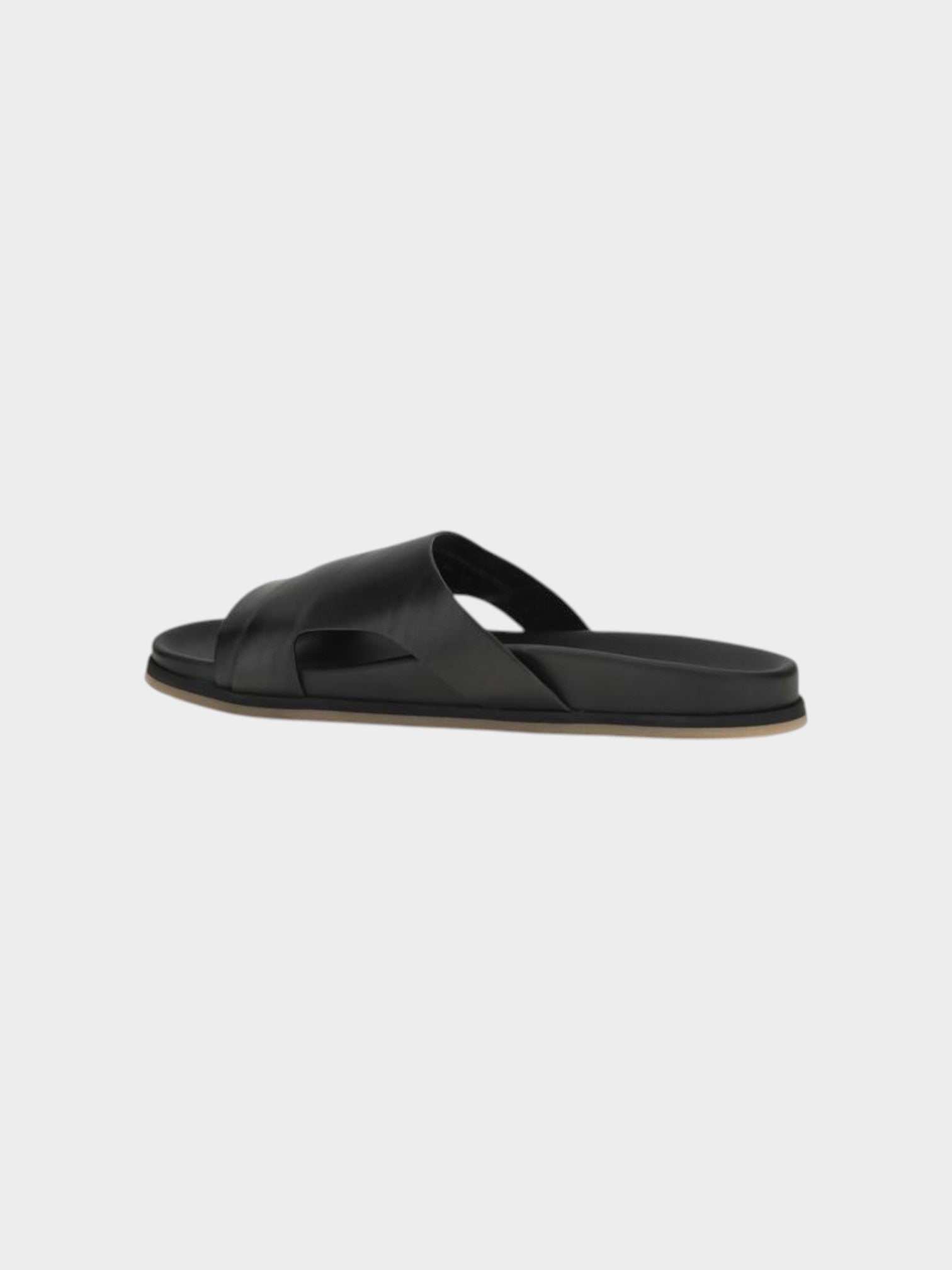 Santoni Black Calf Leather Bos Taurus Flat Sandals-thumbmail-3