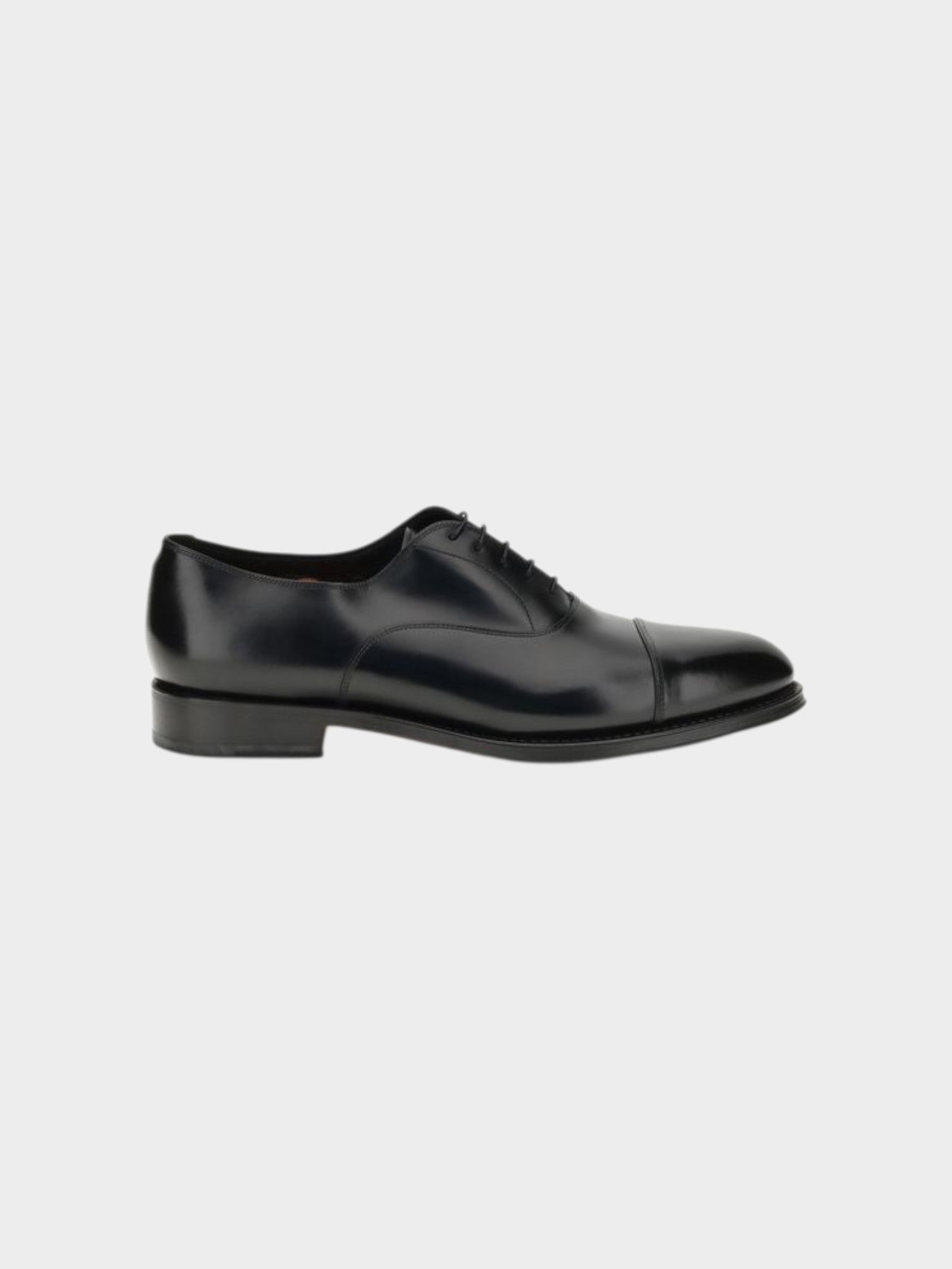 Santoni Black Calf Leather Bos Taurus Oxfords And Derbies