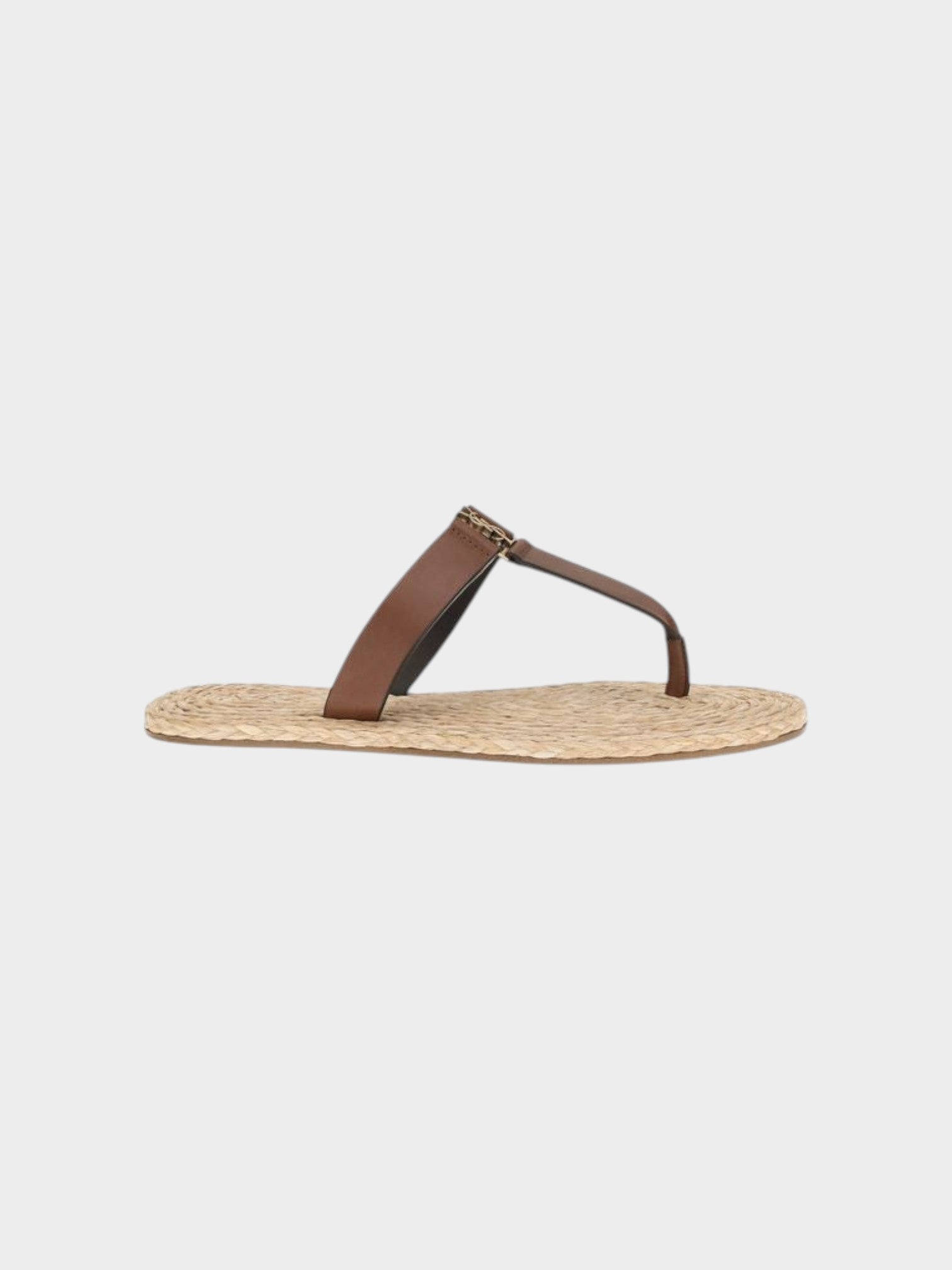 Saint Laurent Brown Calf Leather Bos Taurus Flat Sandals