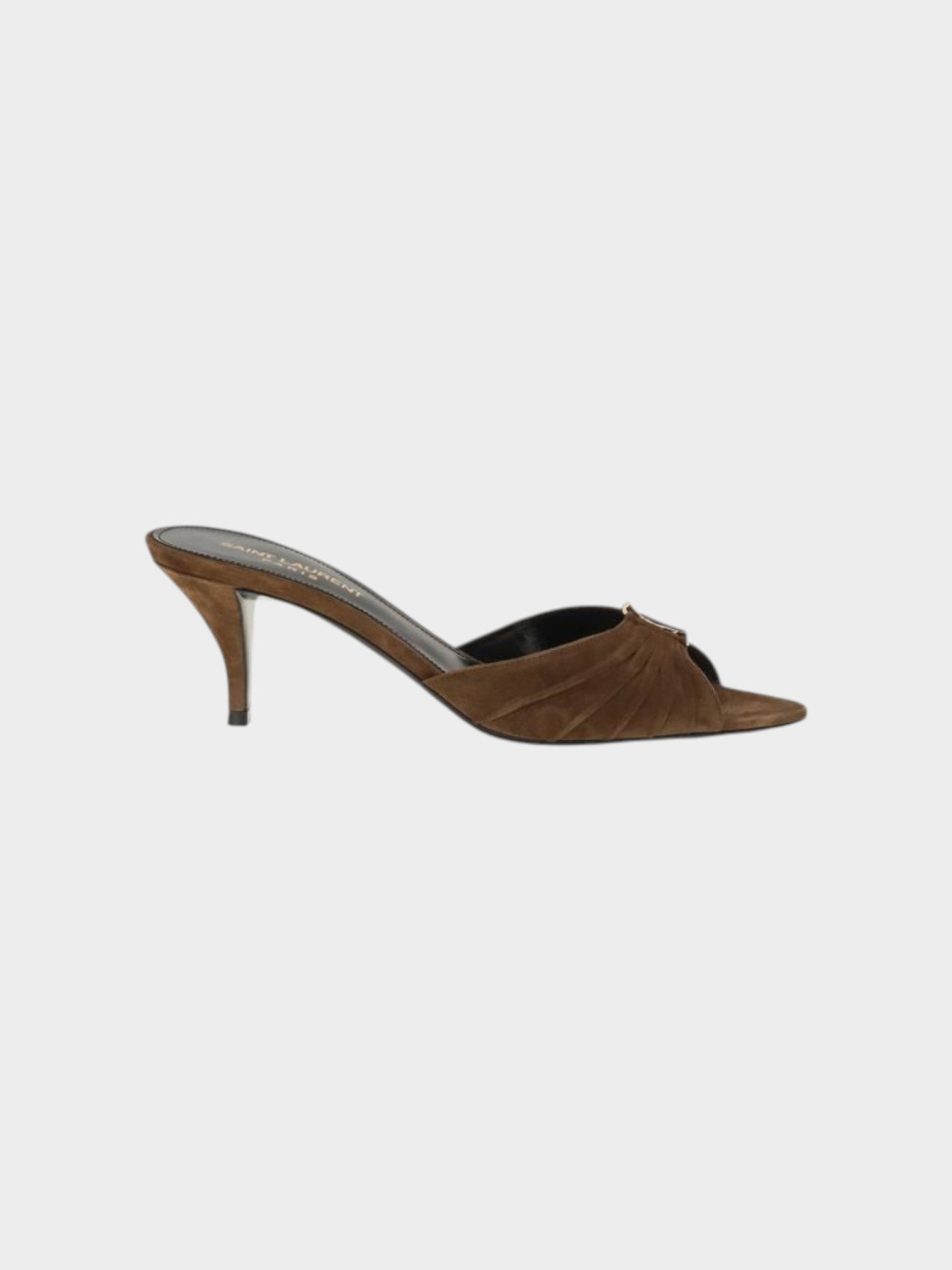 Saint Laurent Brown Calf Leather Bos Taurus Stiletto Heel Sandals