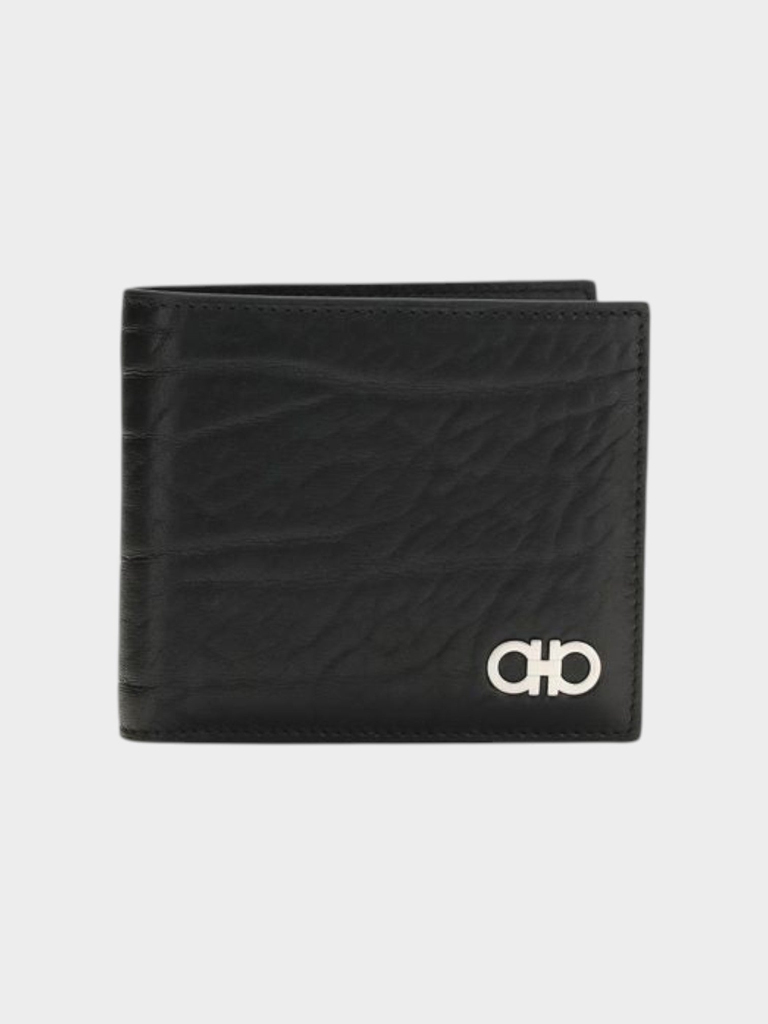Ferragamo Black Calf Leather Bos Taurus Wallet