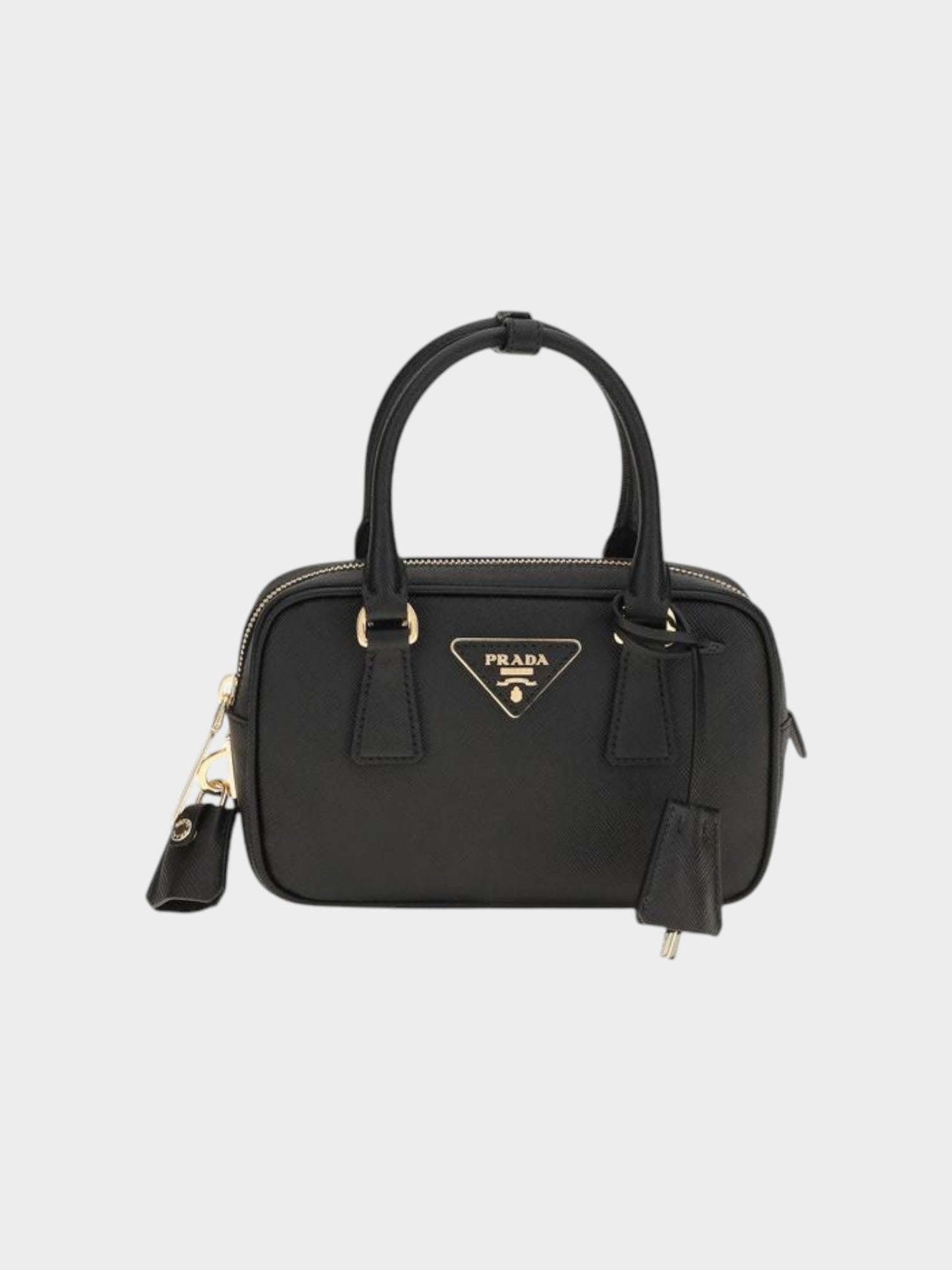 Prada Black Calf Leather Bos Taurus Shoulder Bag