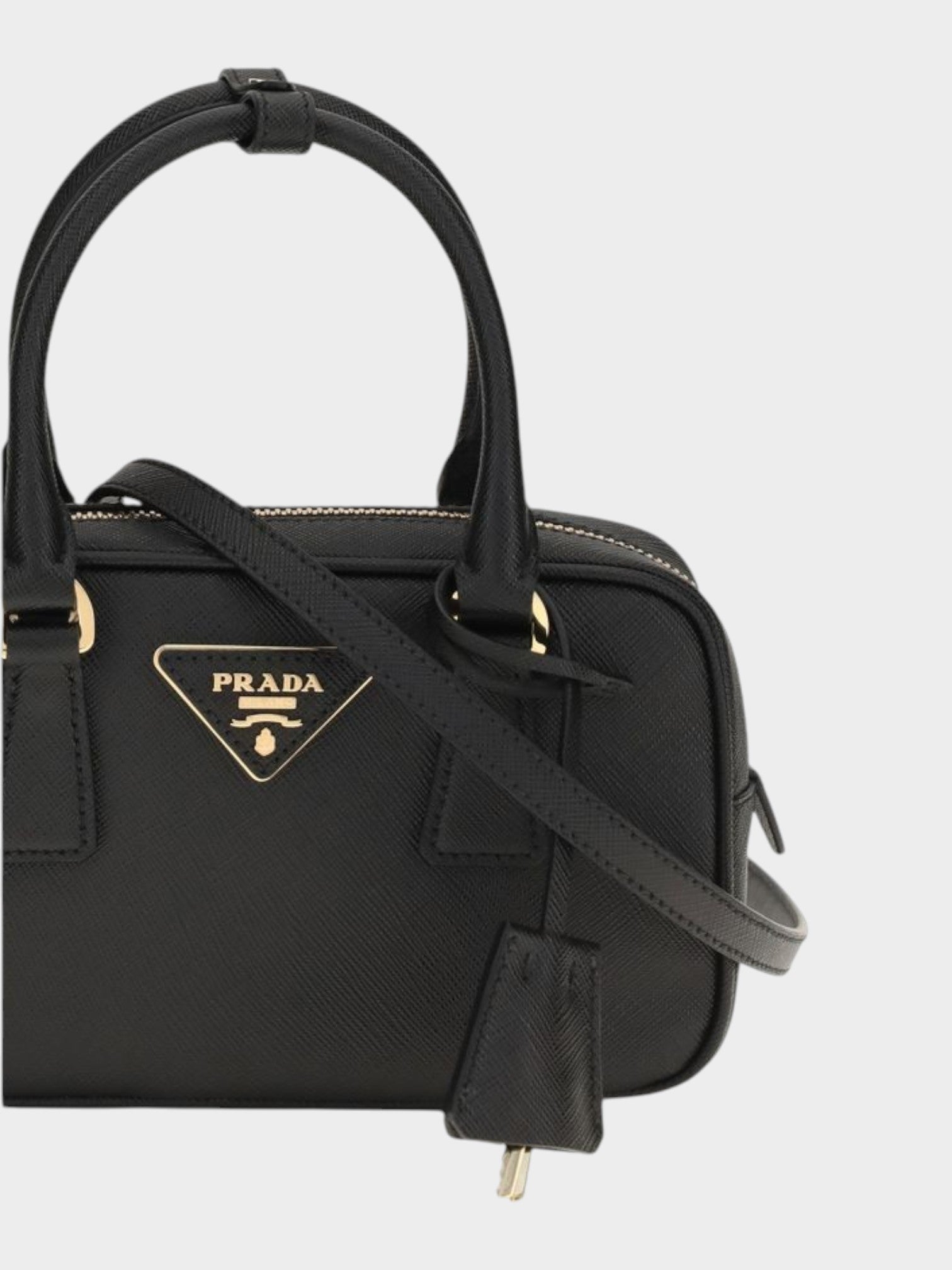 Prada Black Calf Leather Bos Taurus Shoulder Bag-thumbmail-4