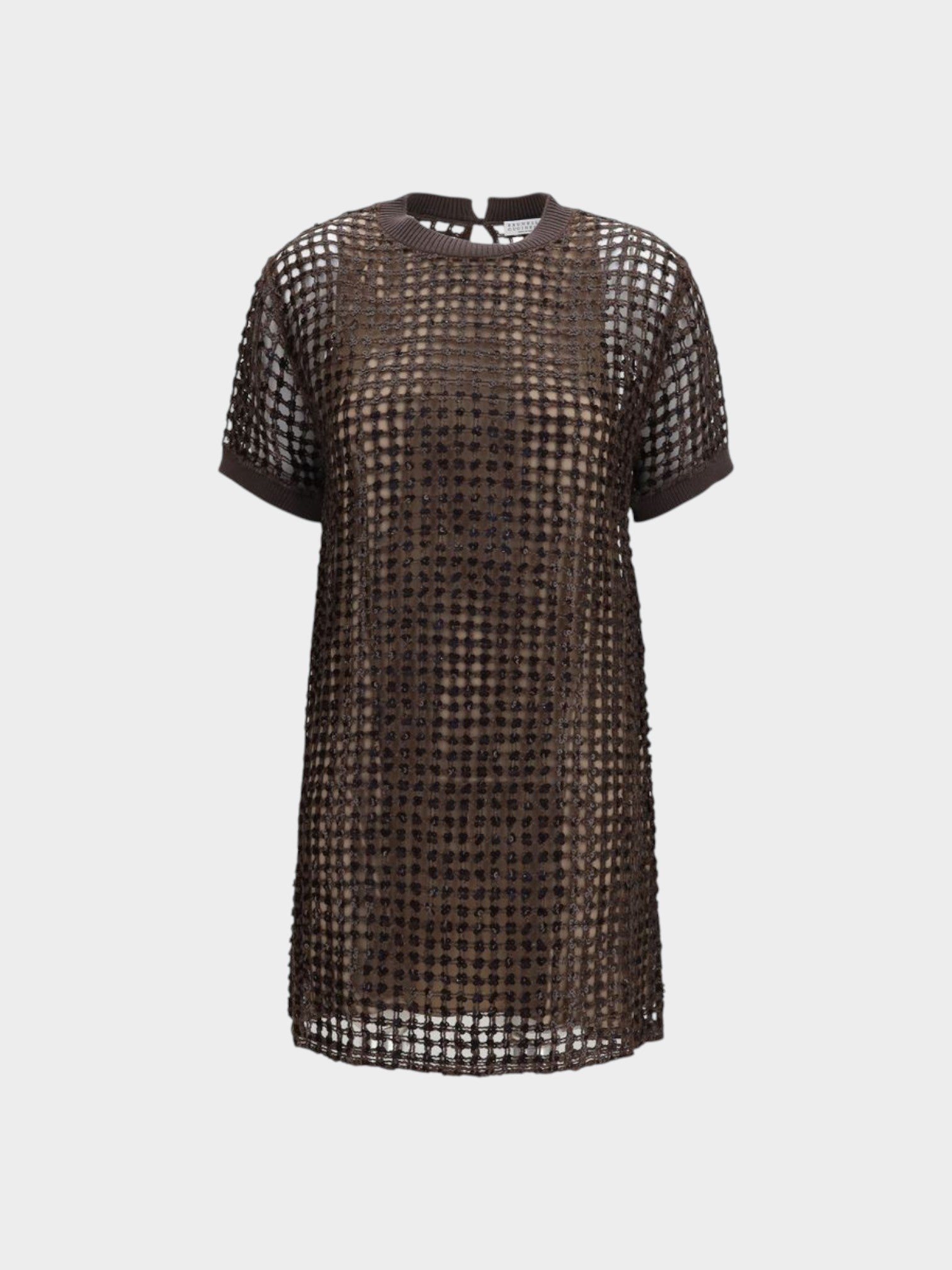 Brunello Cucinelli Brown Silk Cocktail Dress
