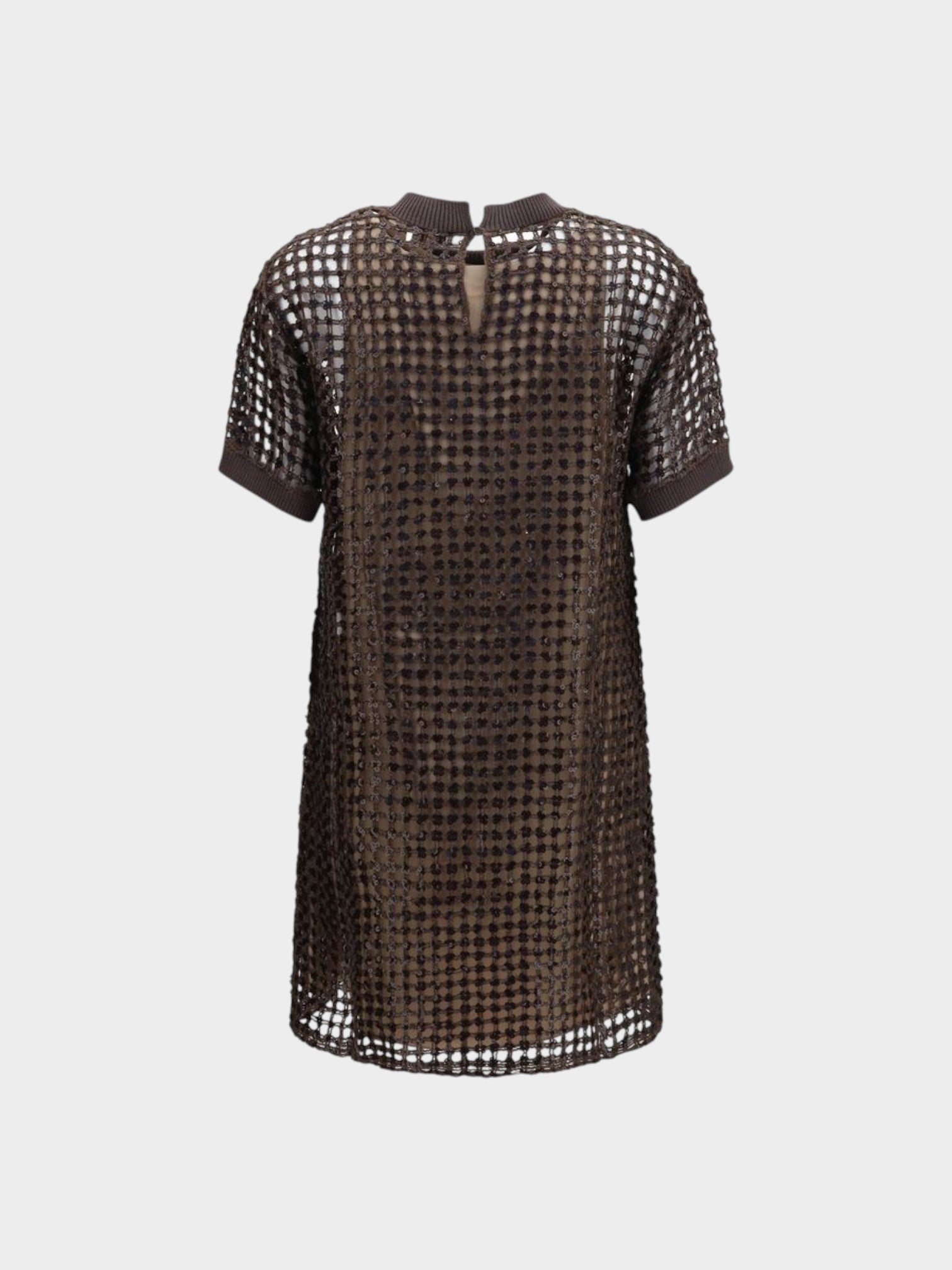 Brunello Cucinelli Brown Silk Cocktail Dress-thumbmail-2