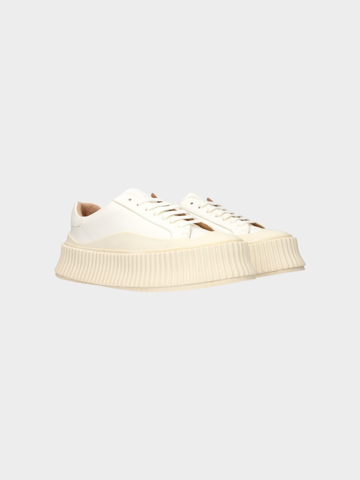 Jil Sander White Leather Platform Sneakers-thumbmail-2