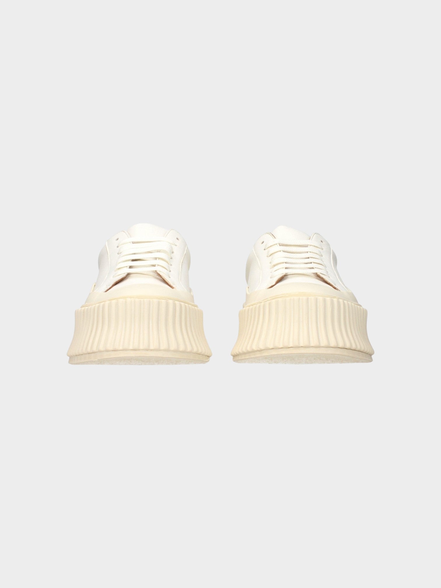 Jil Sander White Leather Platform Sneakers-thumbmail-3