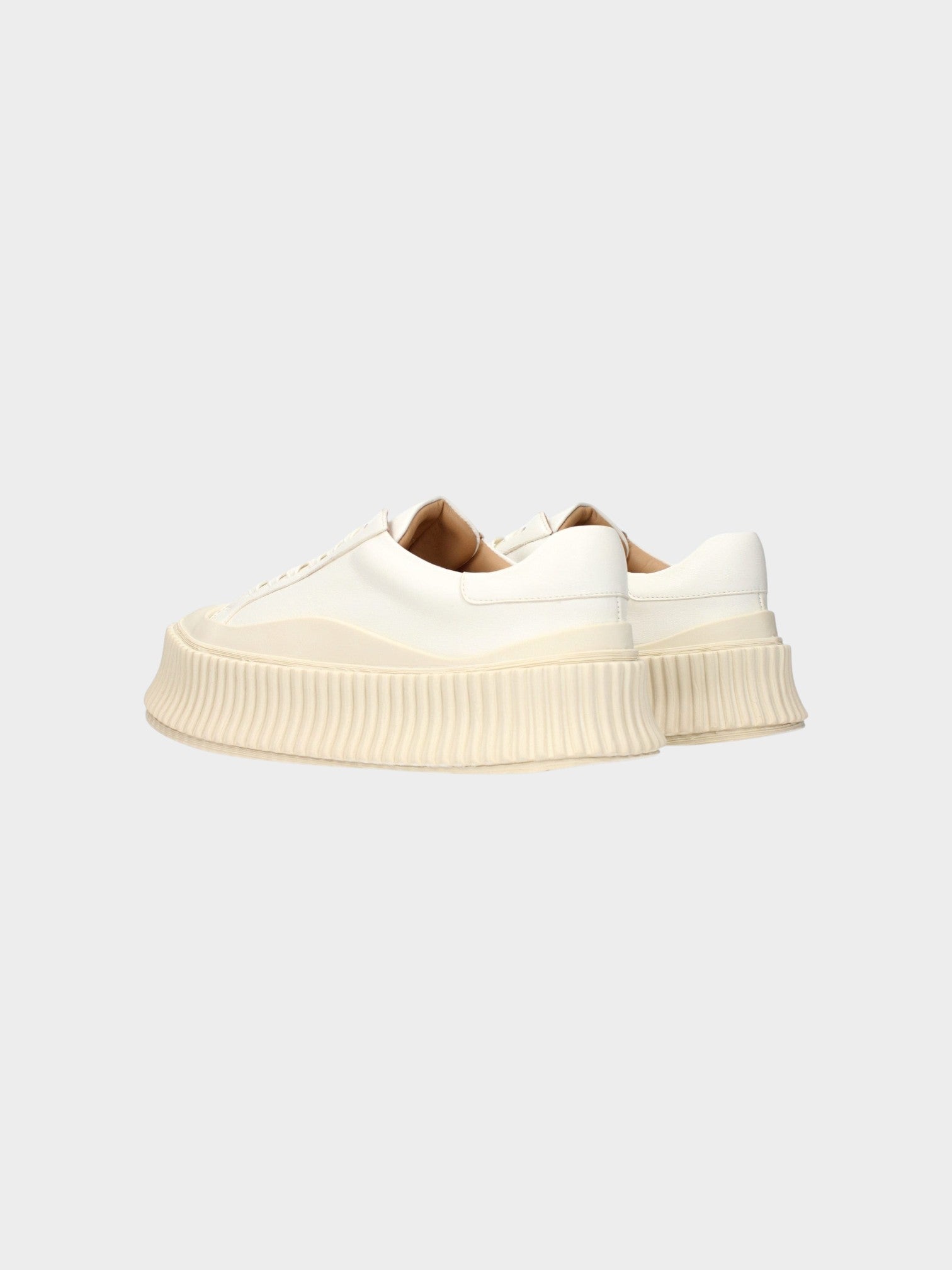Jil Sander White Leather Platform Sneakers-thumbmail-4