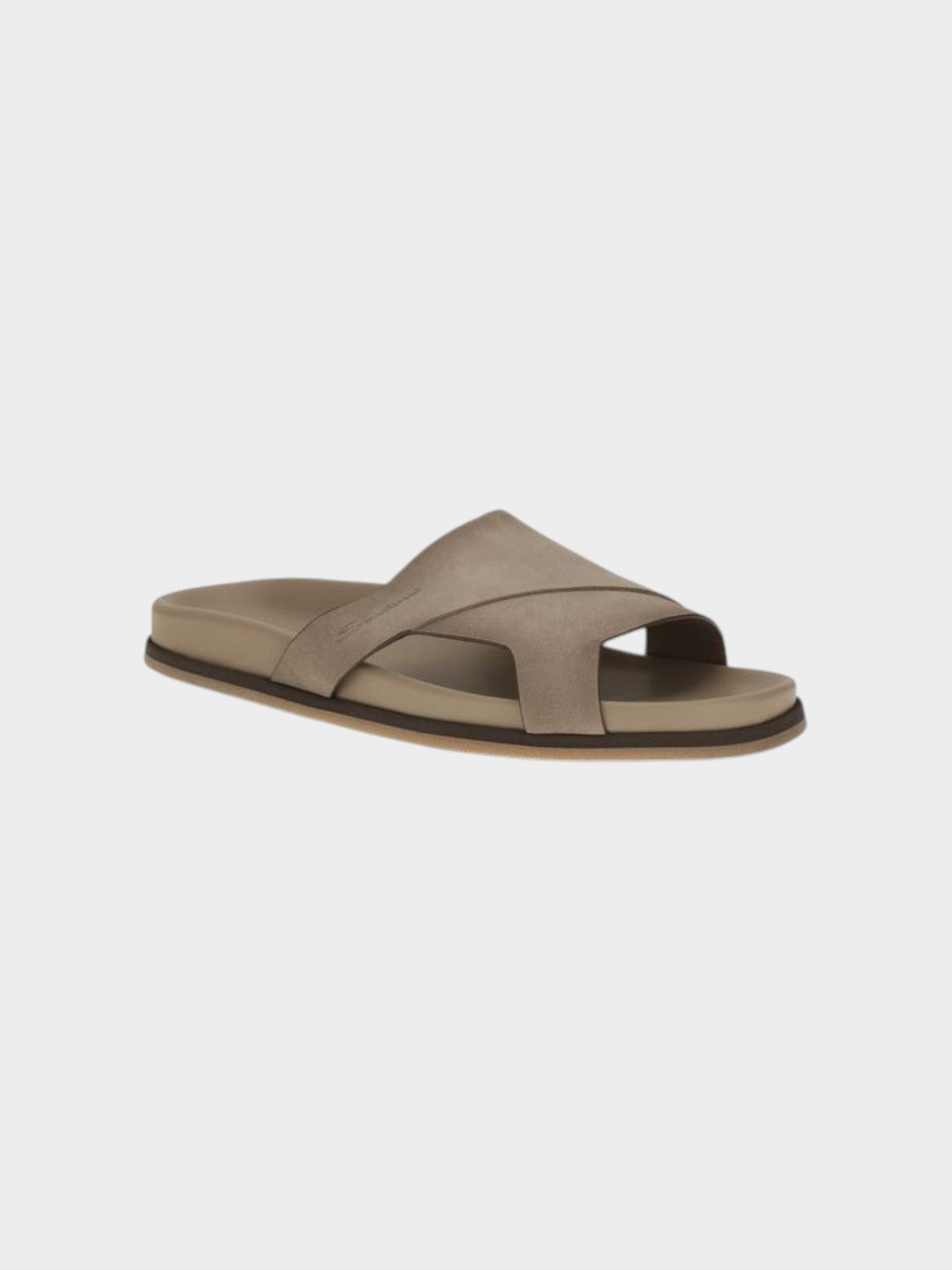 Santoni Beige Calf Leather Bos Taurus Flat Sandals-thumbmail-2