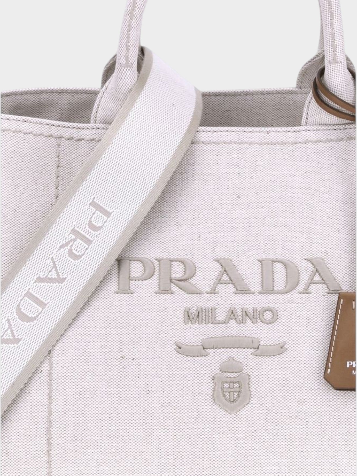 Prada Beige Cotton Shoulder Bag-thumbmail-4
