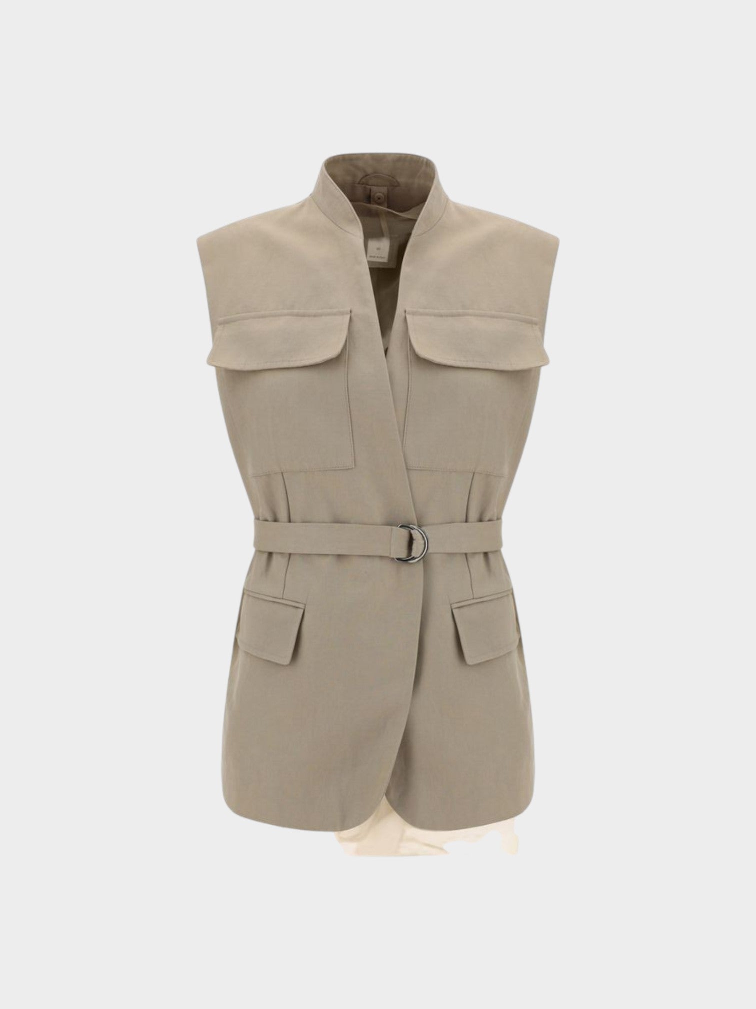 Brunello Cucinelli Beige Cotton Sleveless Jacket