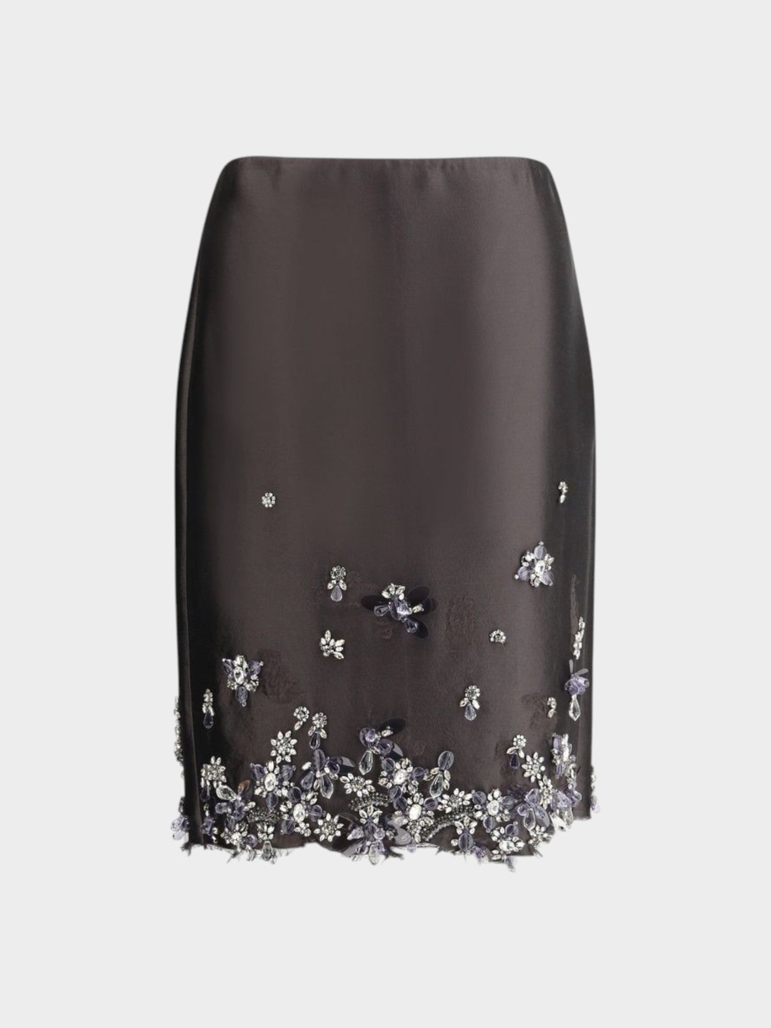 Prada Gray Silk Midi Skirt