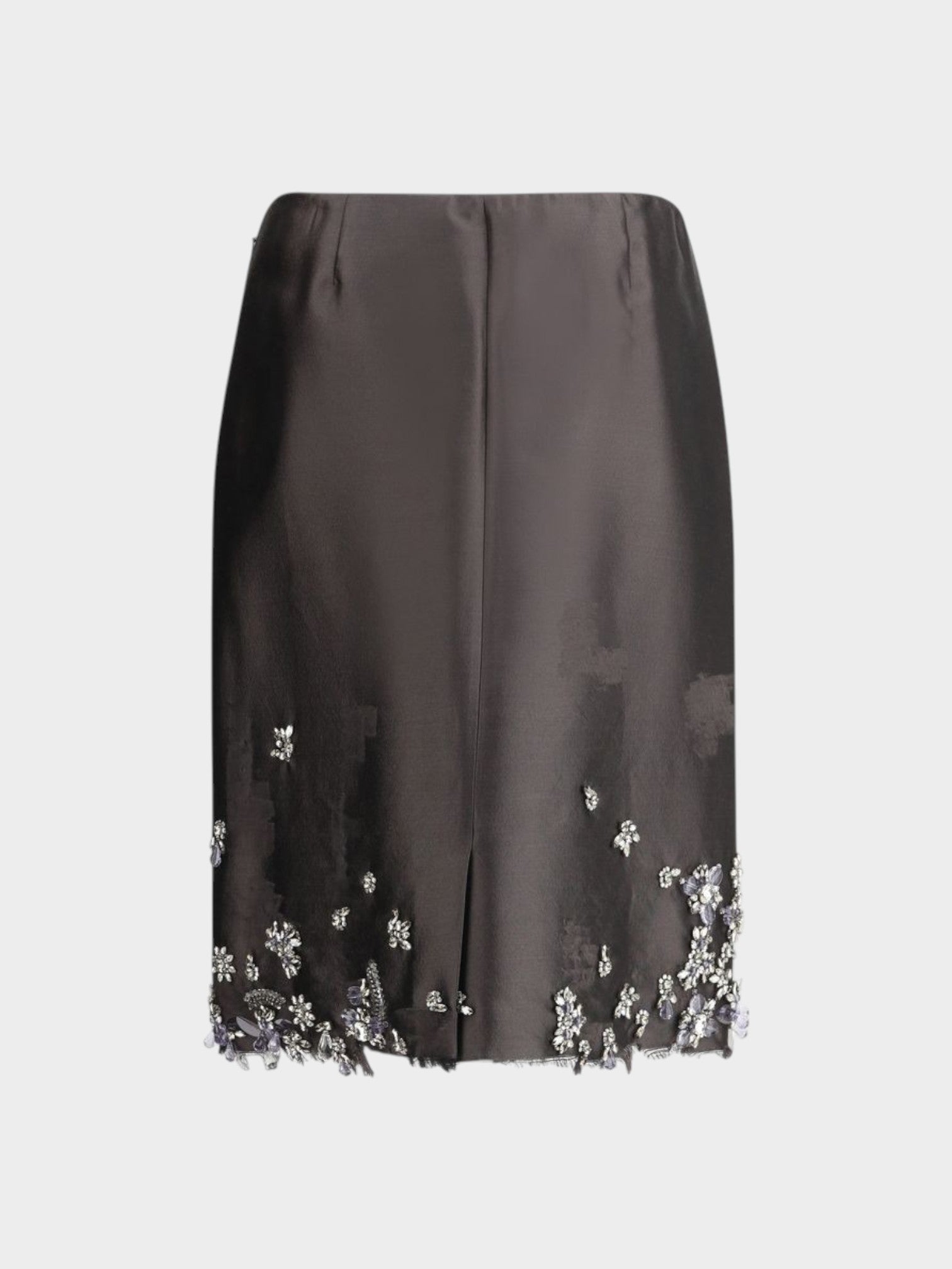 Prada Gray Silk Midi Skirt-thumbmail-2