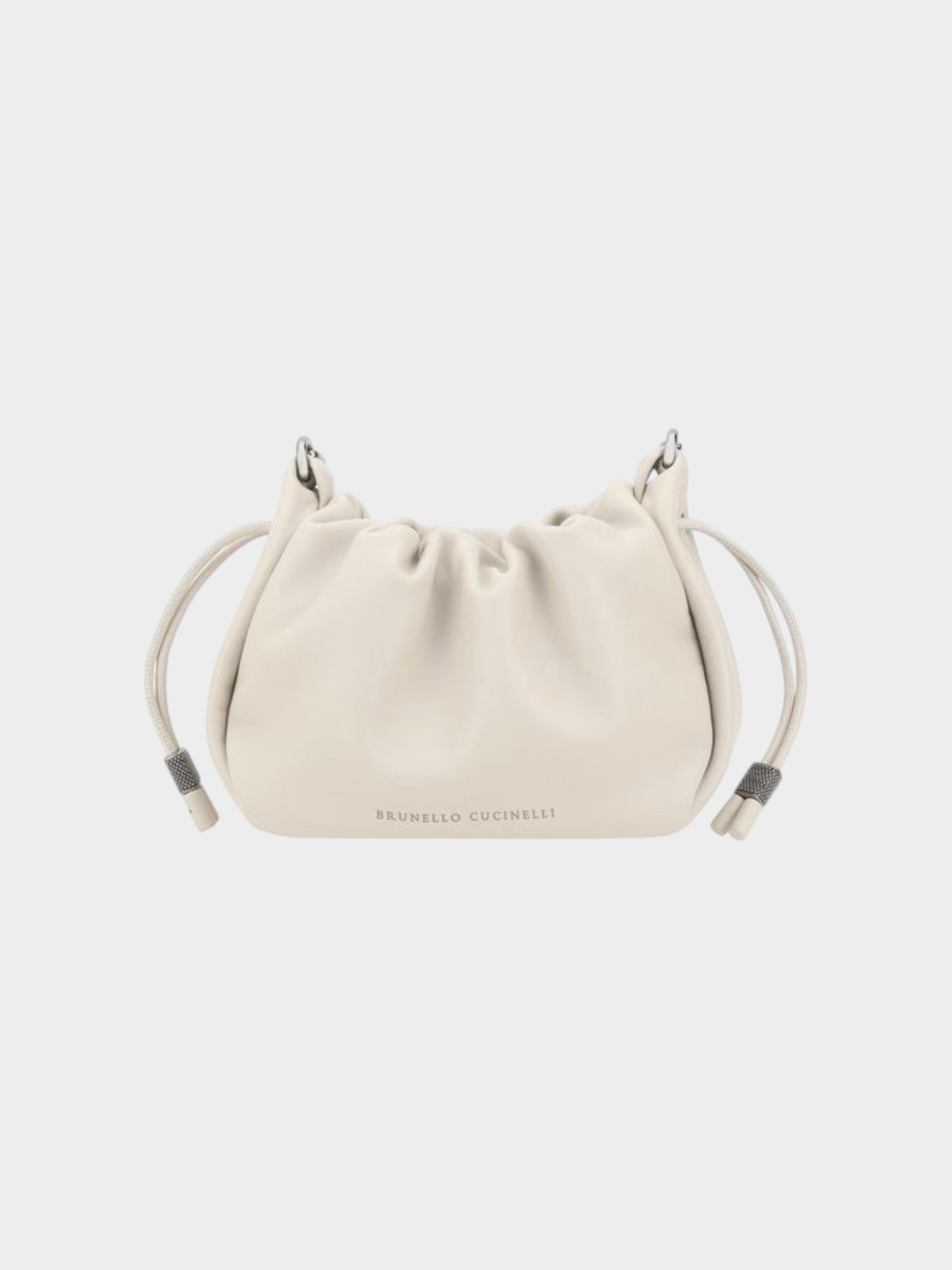 Brunello Cucinelli Beige Calf Leather Bos Taurus Shoulder Bag