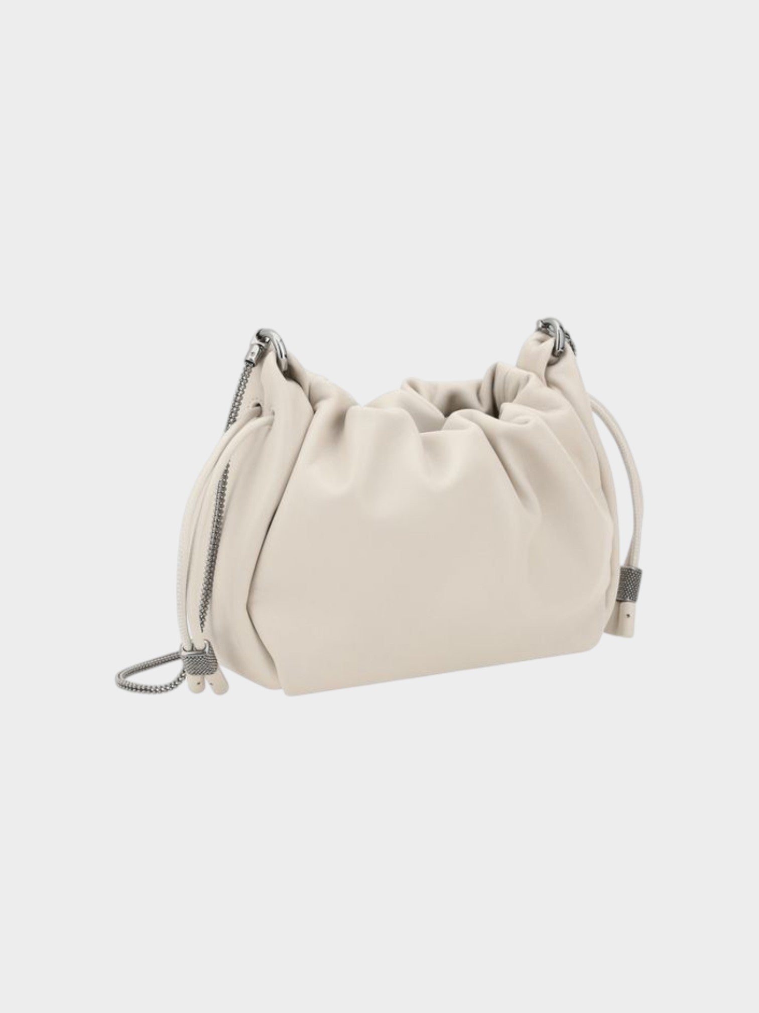 Brunello Cucinelli Beige Calf Leather Bos Taurus Shoulder Bag-thumbmail-3