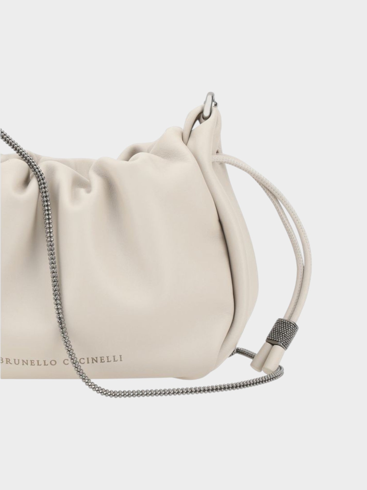 Brunello Cucinelli Beige Calf Leather Bos Taurus Shoulder Bag-thumbmail-4
